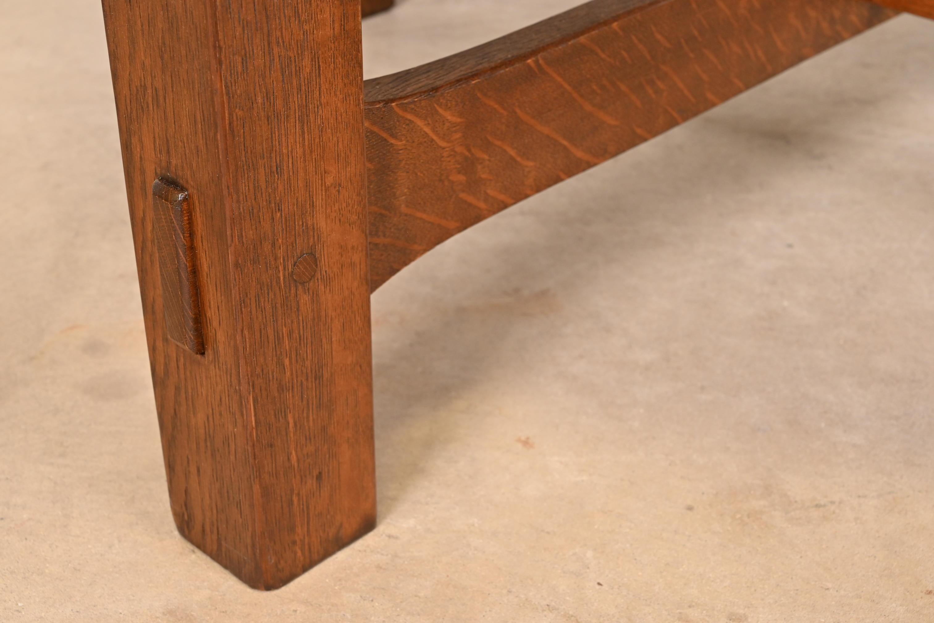 Gustav Stickley Antique Mission Oak Arts & Crafts Round Dining Table, Restored 2