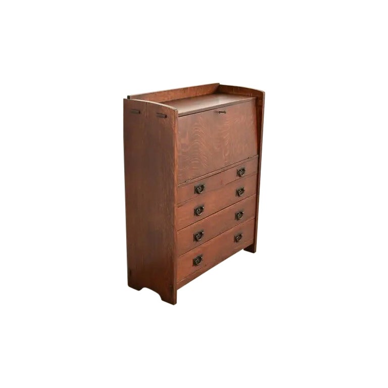Gustav Stickley Antique Mission Oak Arts & Crafts Secretary Desk, Circa 1910