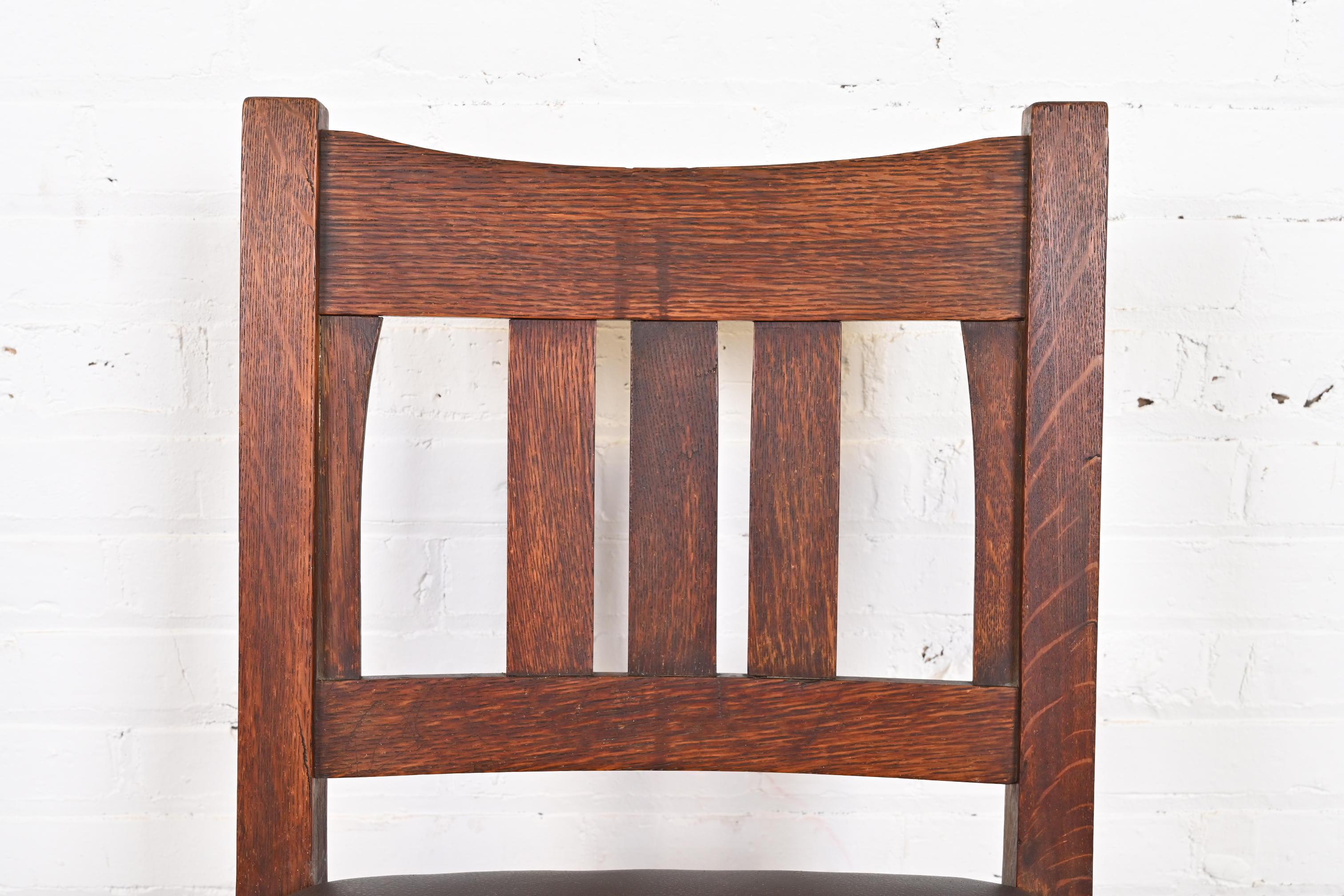 20th Century Gustav Stickley Antique Mission Oak Arts & Crafts Sewing Rocking Chair For Sale