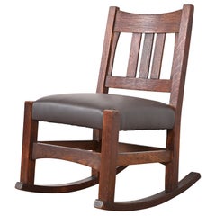 Gustav Stickley Antique Mission Oak Arts & Crafts Sewing Rocking Chair