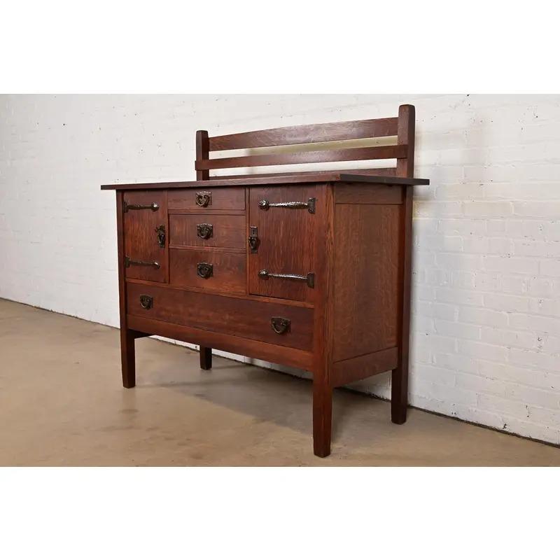 Americano Credenza Mission Arts & Crafts Gustav Stickley in Oak, circa 1910 in vendita