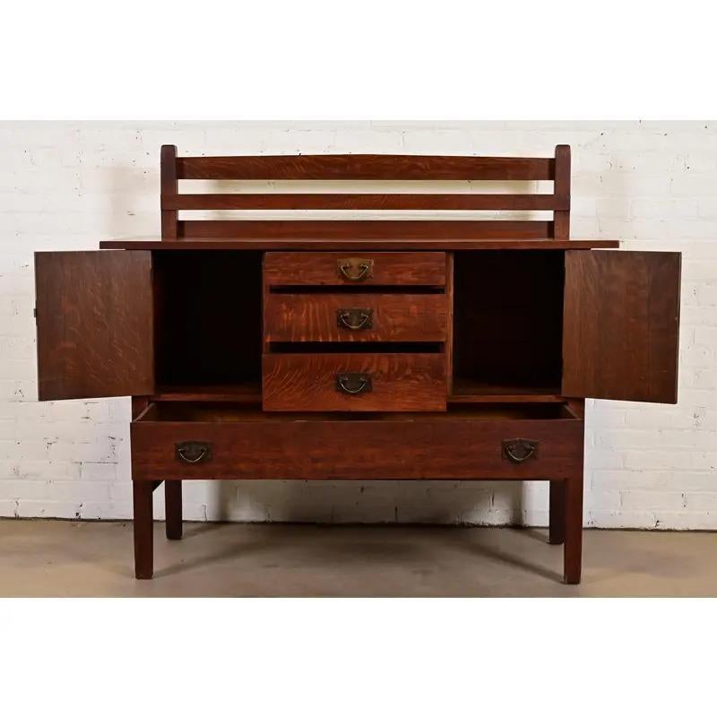 XX secolo Credenza Mission Arts & Crafts Gustav Stickley in Oak, circa 1910 in vendita
