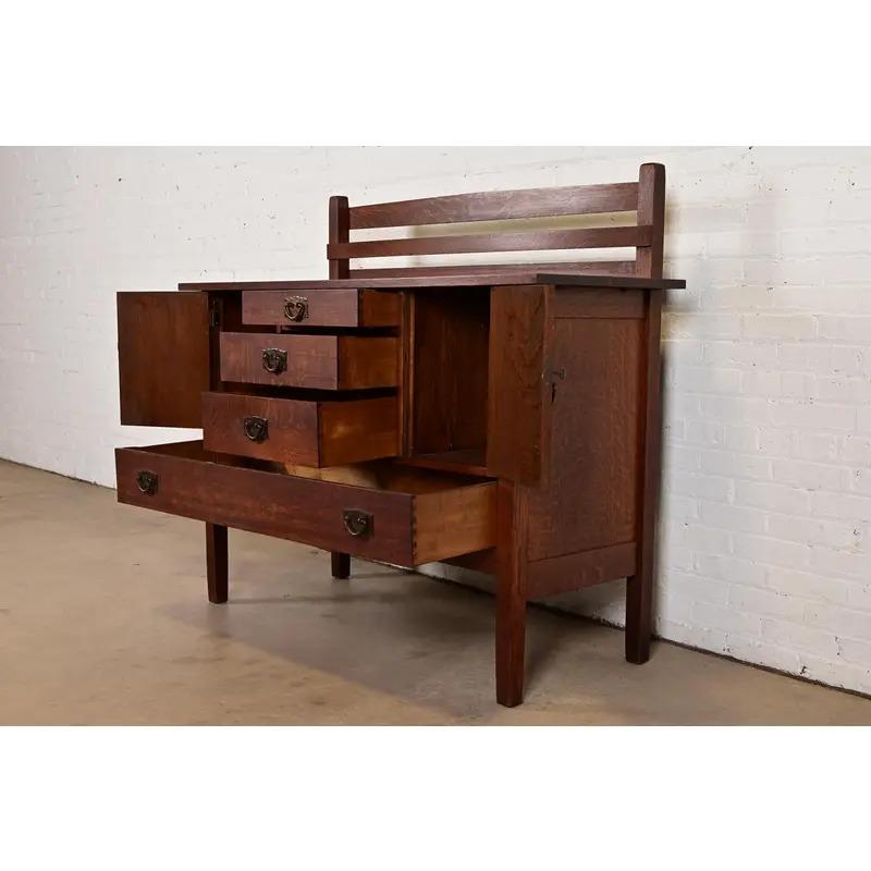 Rame Credenza Mission Arts & Crafts Gustav Stickley in Oak, circa 1910 in vendita