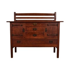 Gustav Stickley Antique Mission Oak Arts & Crafts Sideboard, Circa 1910