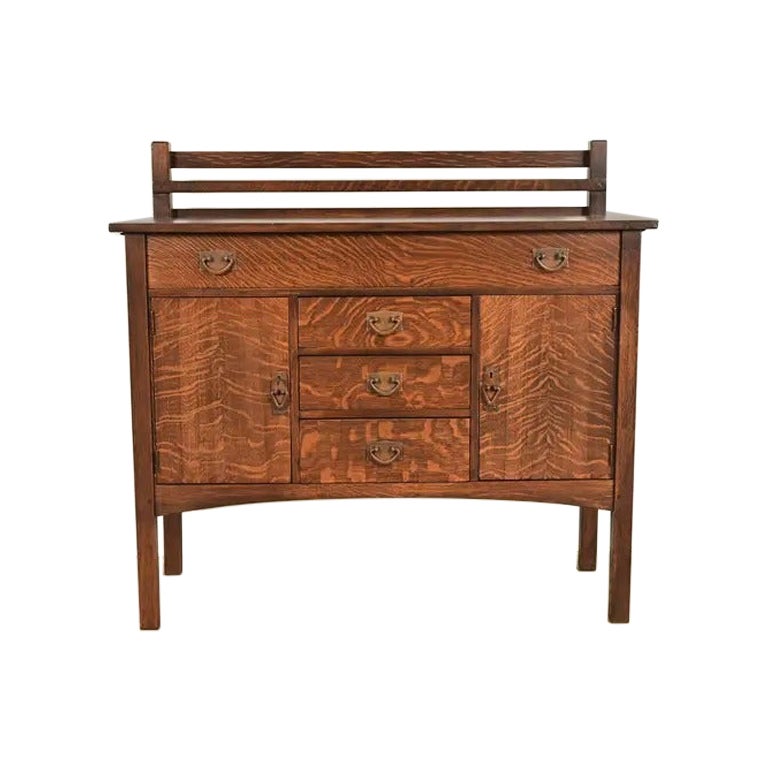 Gustav Stickley Antique Mission Oak Arts & Crafts Sideboard, Newly Refinished For Sale