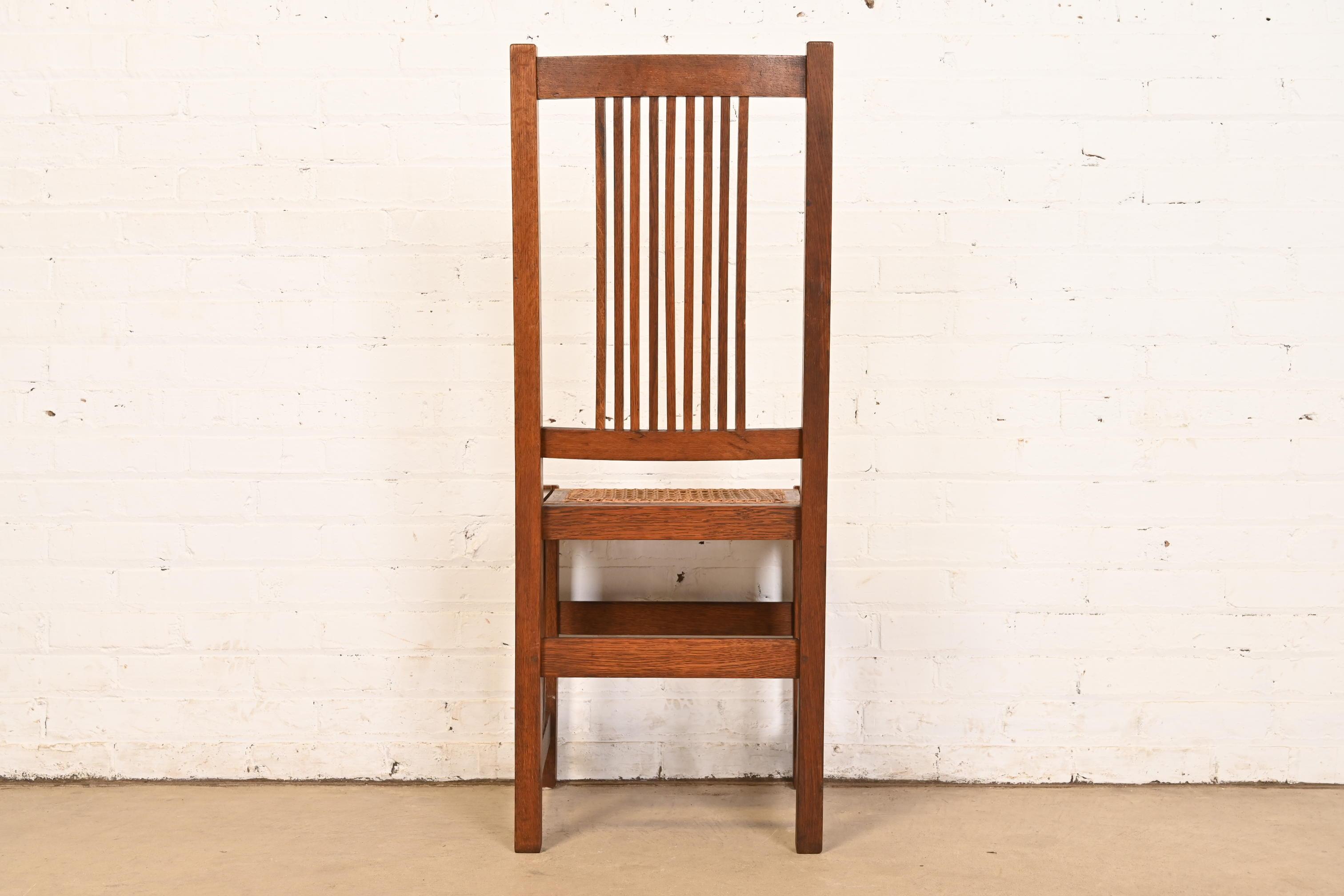Gustav Stickley Antike Mission Eiche Arts & Crafts Spindel Seite oder Esszimmerstuhl im Angebot 4