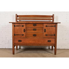Credenza con cerniera a strappo di Gustav Stickley, antica Mission Arts & Crafts in quercia