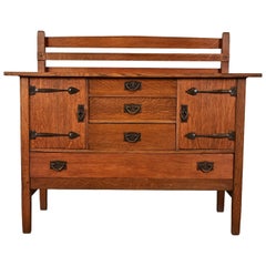 Gustav Stickley Antique Mission Oak Arts & Crafts Strap Hinge Sideboard
