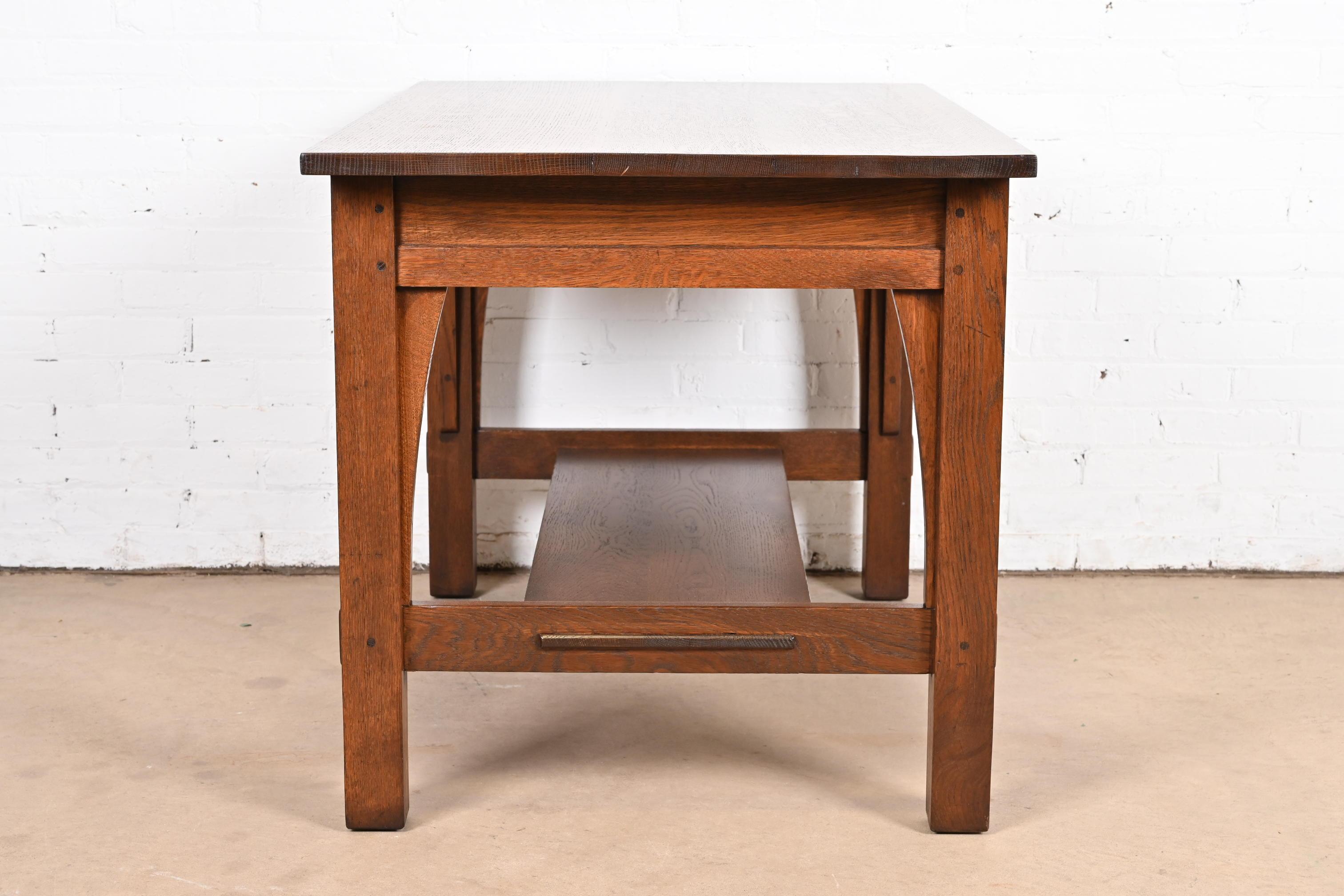 Gustav Stickley Antiguo Escritorio o Mesa de Biblioteca Mission Arts & Crafts de Roble 3