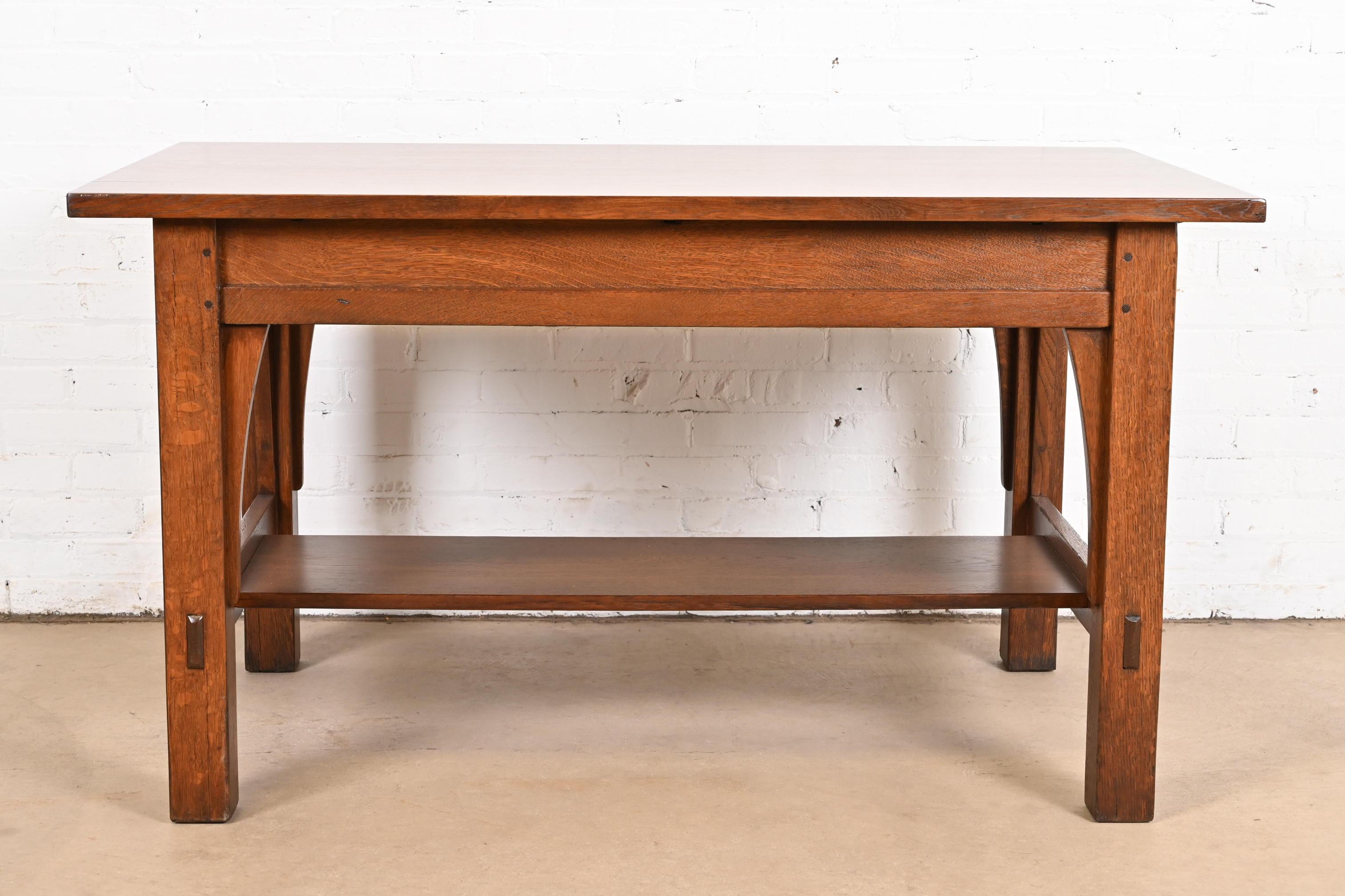 Gustav Stickley Antiguo Escritorio o Mesa de Biblioteca Mission Arts & Crafts de Roble en venta 5