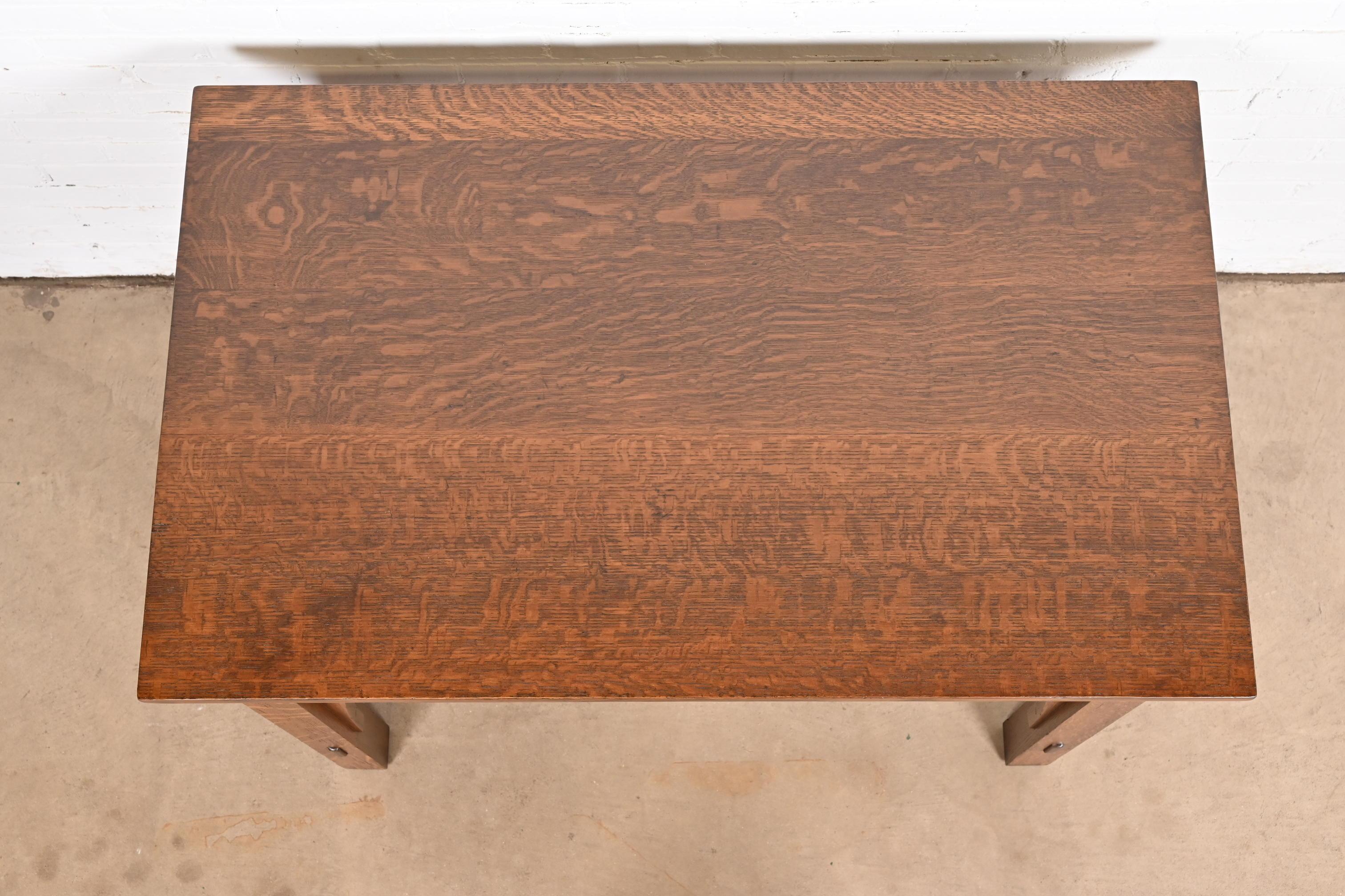 Gustav Stickley Antiguo Escritorio o Mesa de Biblioteca Mission Arts & Crafts de Roble 2