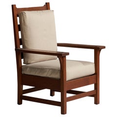 Gustav Stickley, Sillón, Roble, Lienzo, EE.UU., 1907