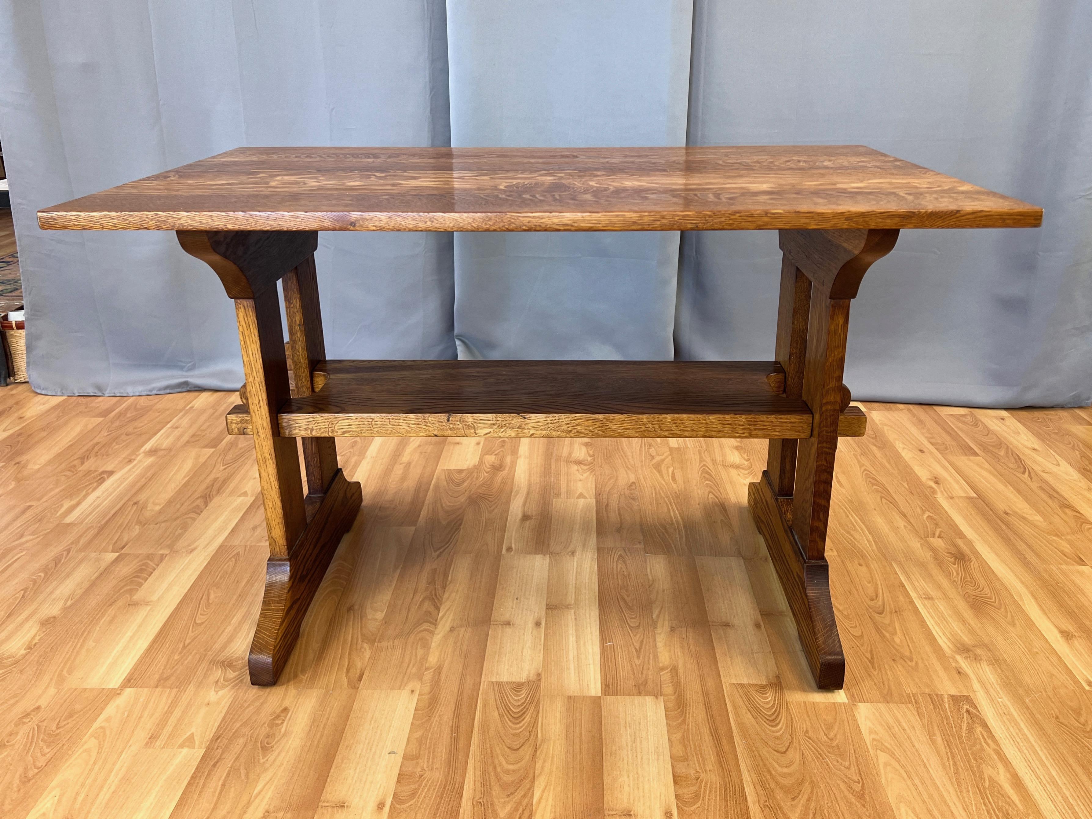 Gustav Stickley Arts and Crafts Mission-Style Oak Trestle Table, c. 1910 For Sale 5