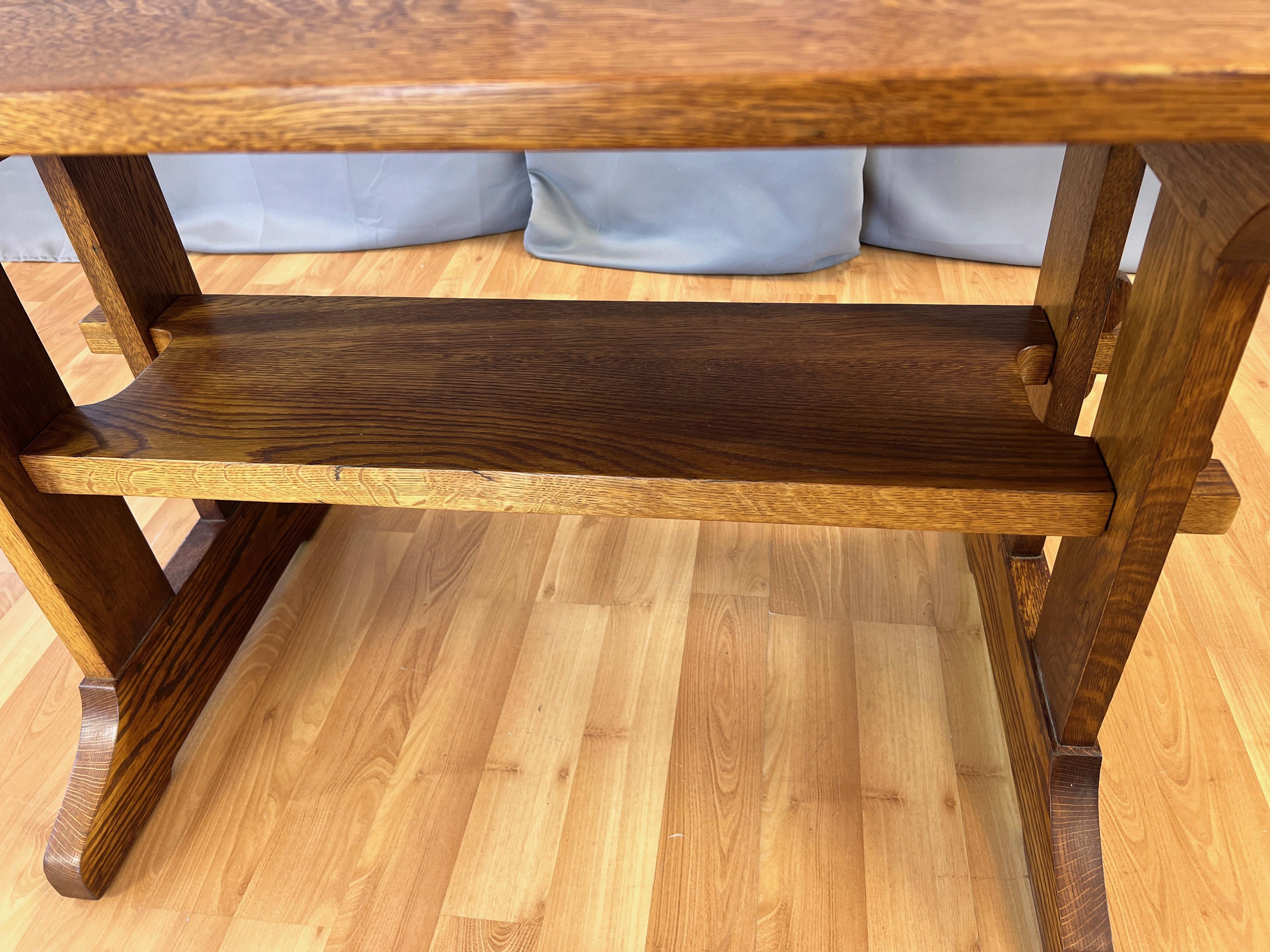 Gustav Stickley Arts and Crafts Mission-Style Oak Trestle Table, c. 1910 For Sale 6