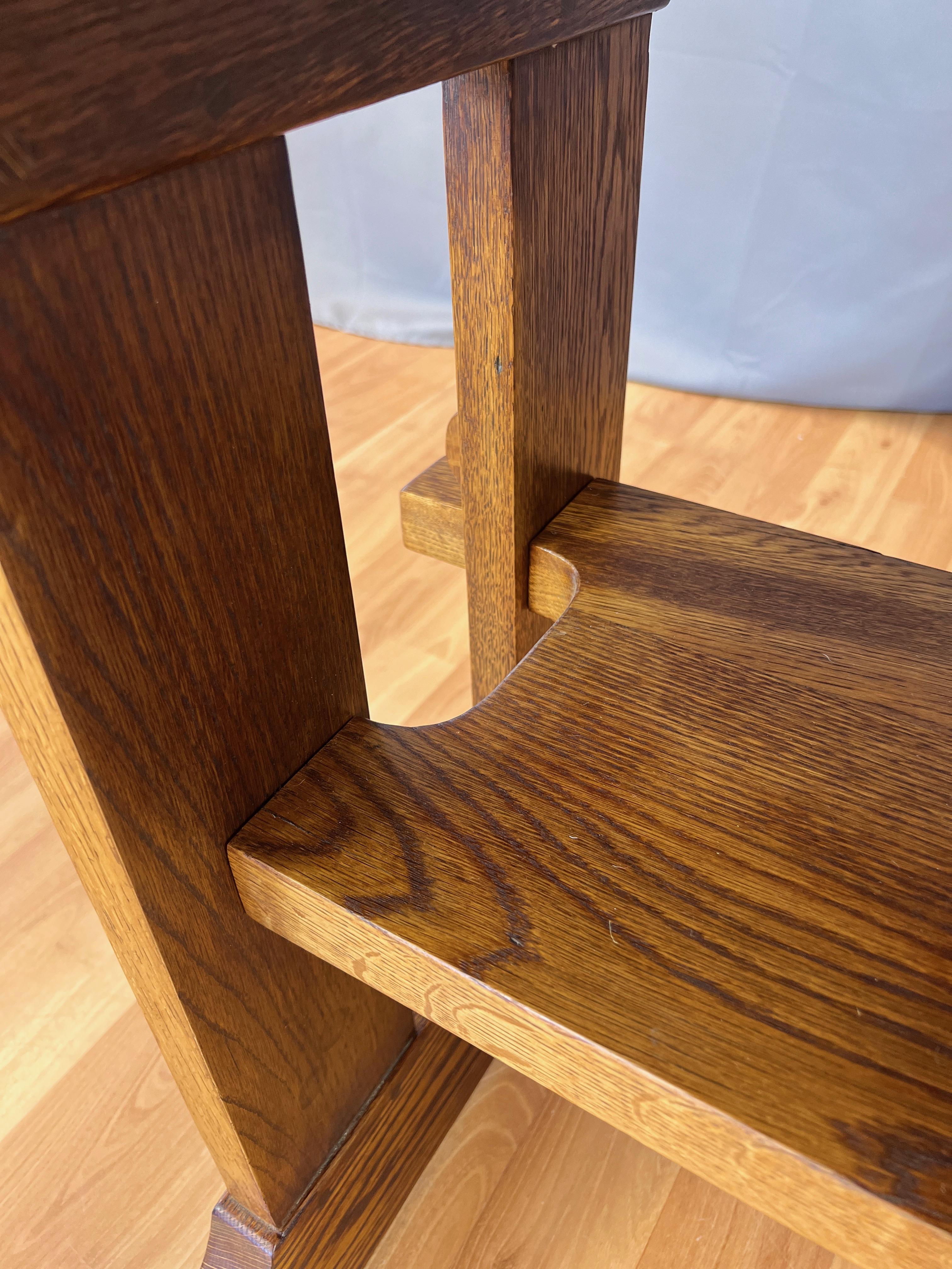 Gustav Stickley Arts and Crafts Mission-Style Oak Trestle Table, c. 1910 For Sale 7
