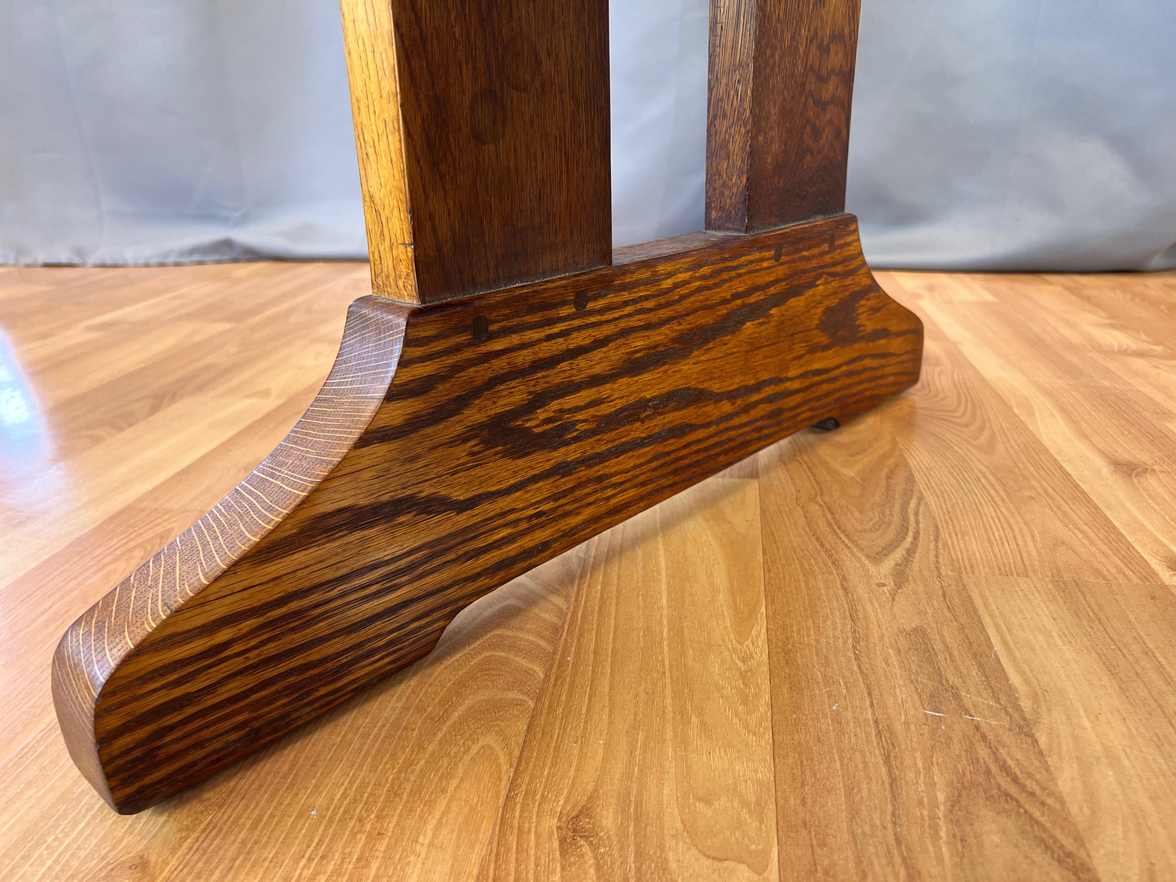 Gustav Stickley Arts and Crafts Mission-Style Oak Trestle Table, c. 1910 For Sale 8