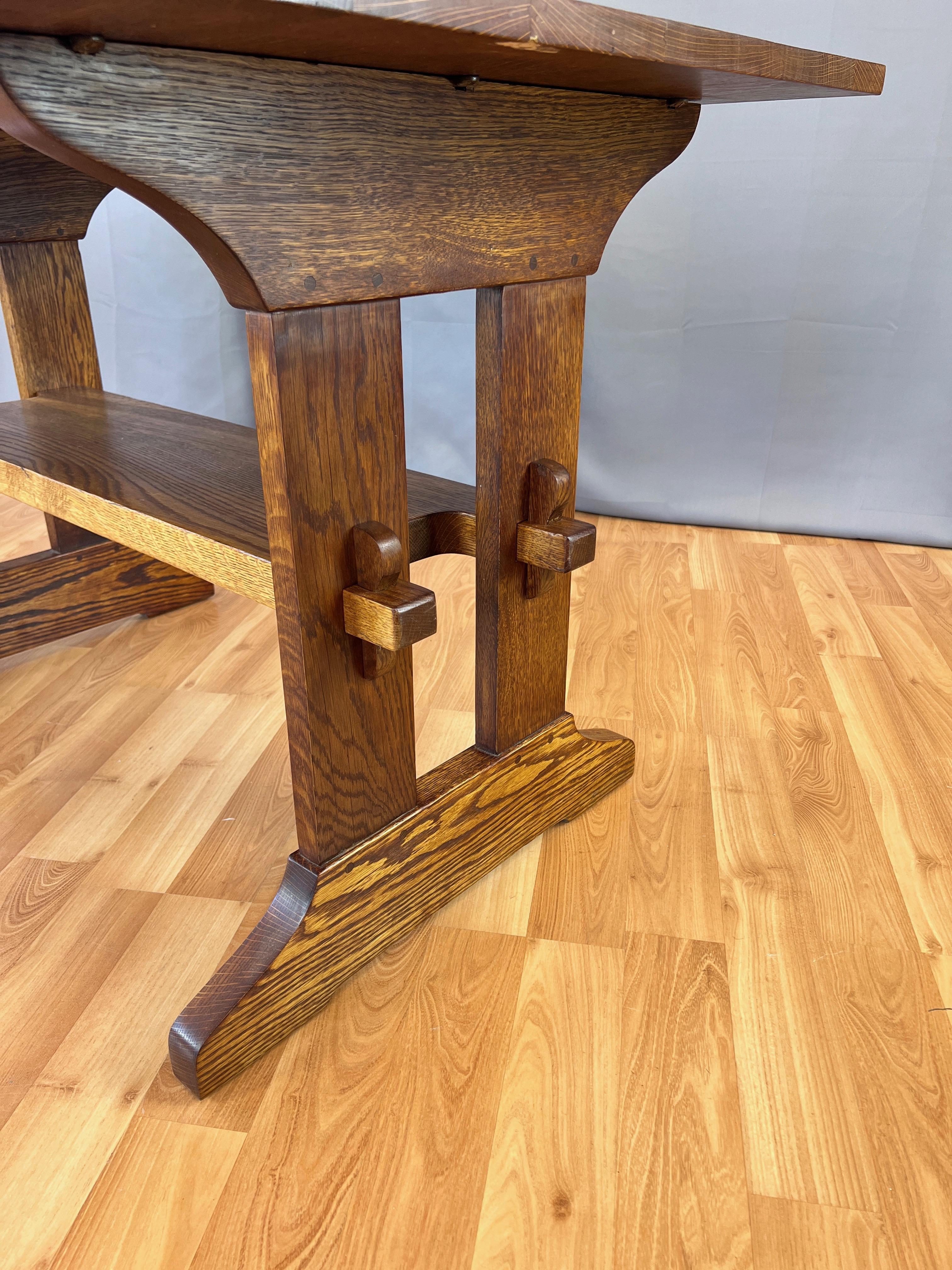 Gustav Stickley Arts and Crafts Mission-Style Oak Trestle Table, c. 1910 For Sale 10