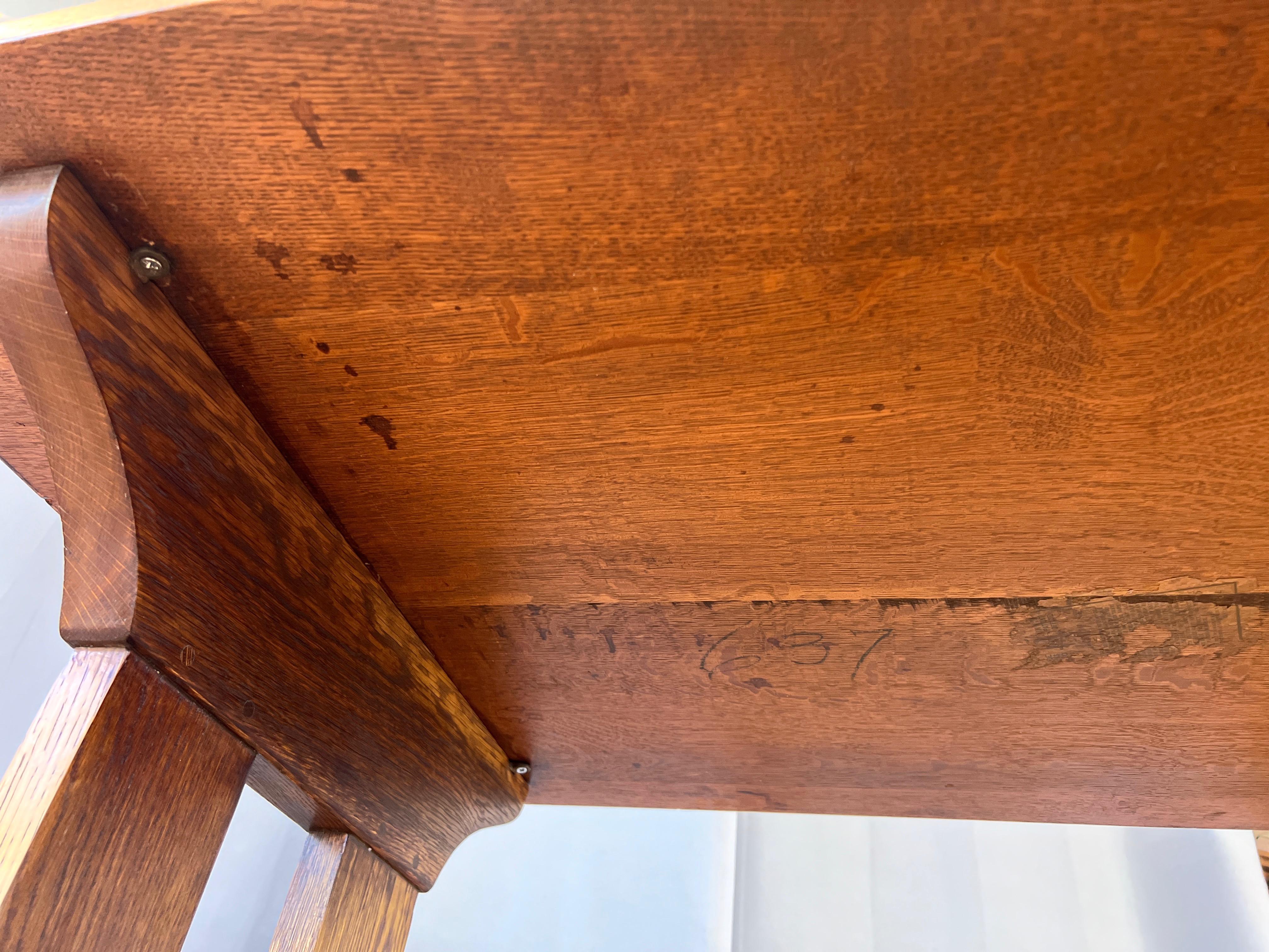 Gustav Stickley Arts and Crafts Mission-Style Oak Trestle Table, c. 1910 For Sale 12