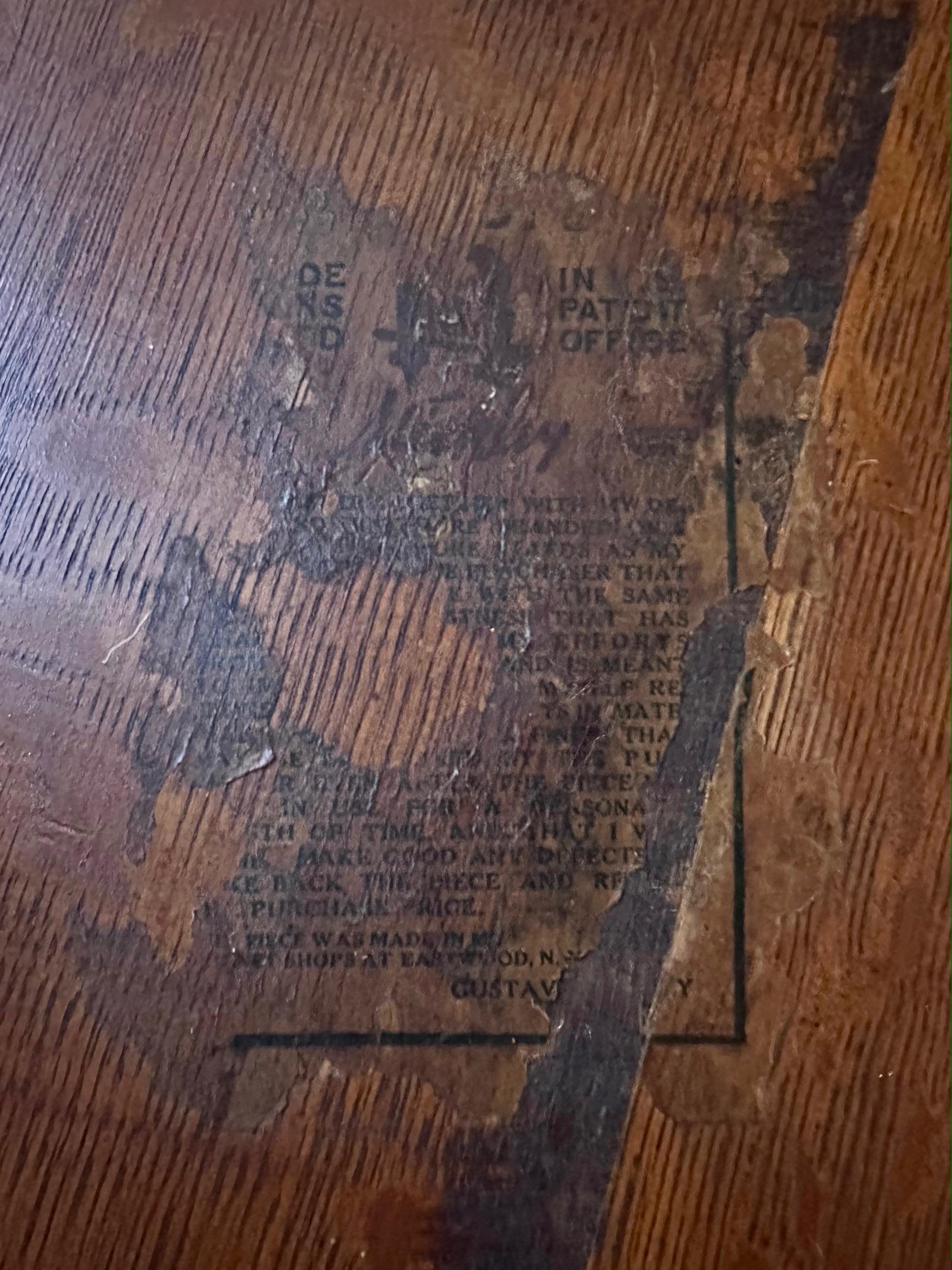 Gustav Stickley Arts and Crafts Mission-Style Oak Trestle Table, c. 1910 For Sale 13