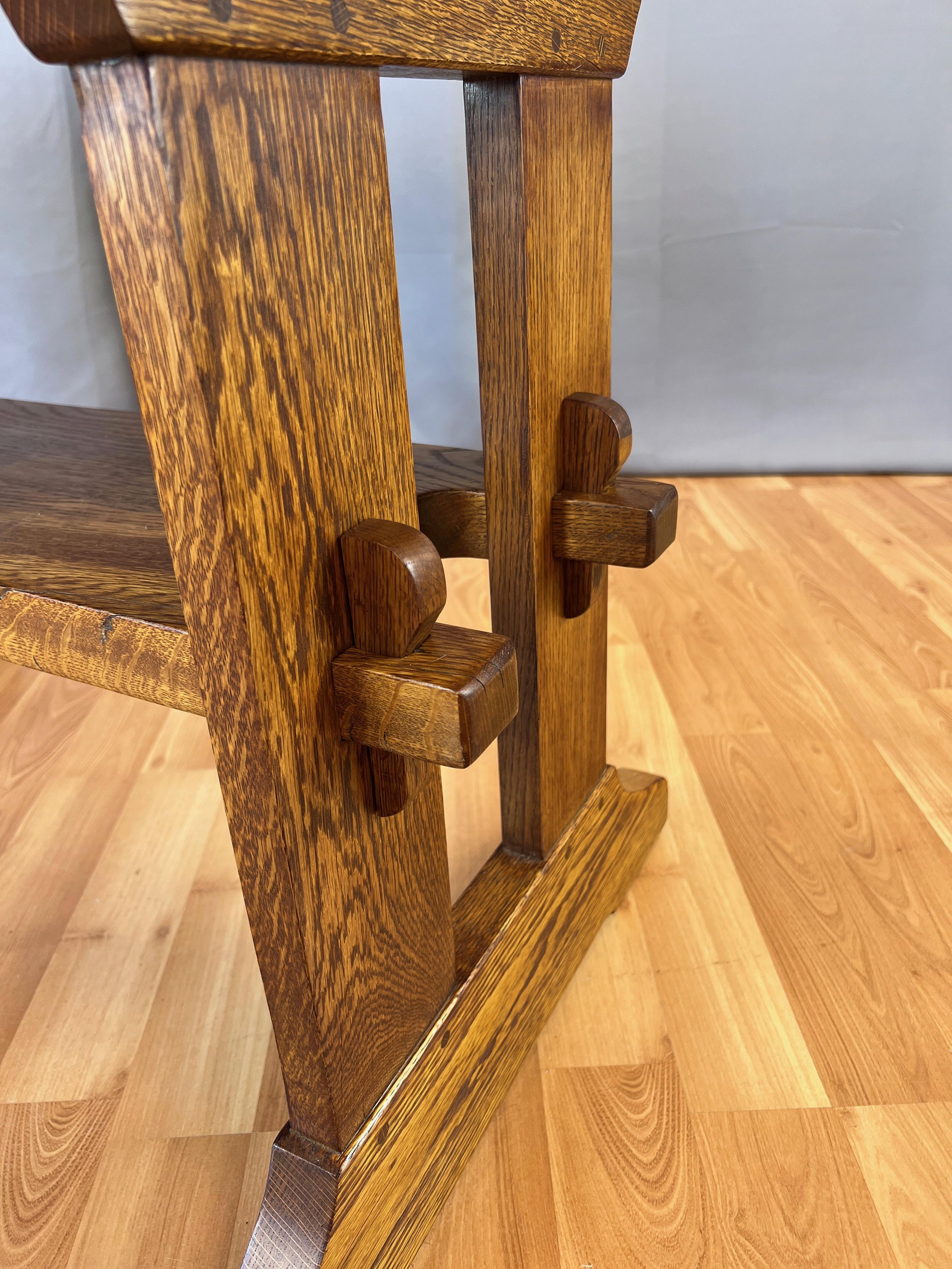 Gustav Stickley Arts and Crafts Mission-Style Oak Trestle Table, c. 1910 In Good Condition For Sale In San Francisco, CA
