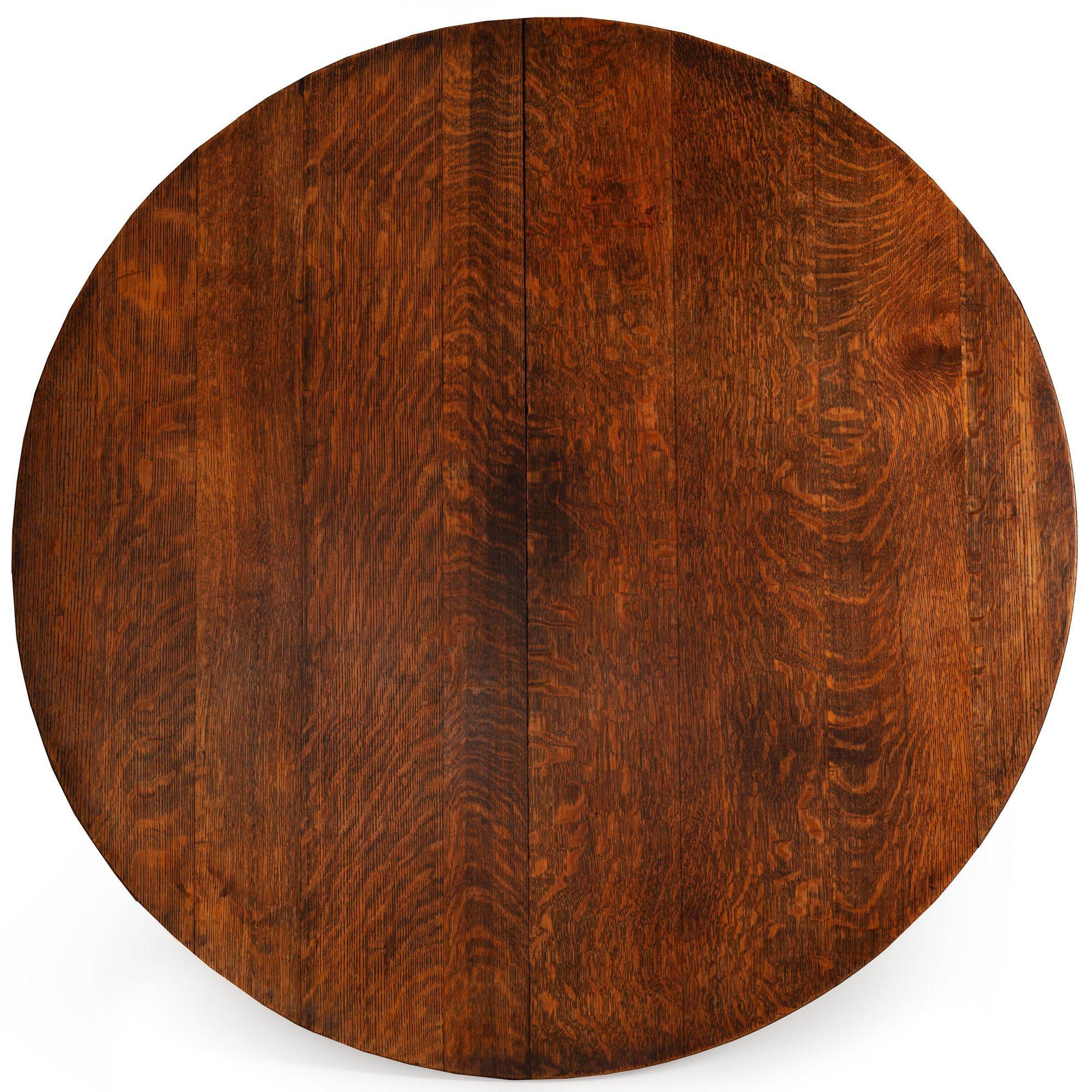 Gustav Stickley Arts & Crafts Table de salle à manger à rallonge en Oak no. 632 c. 1910 en vente 4