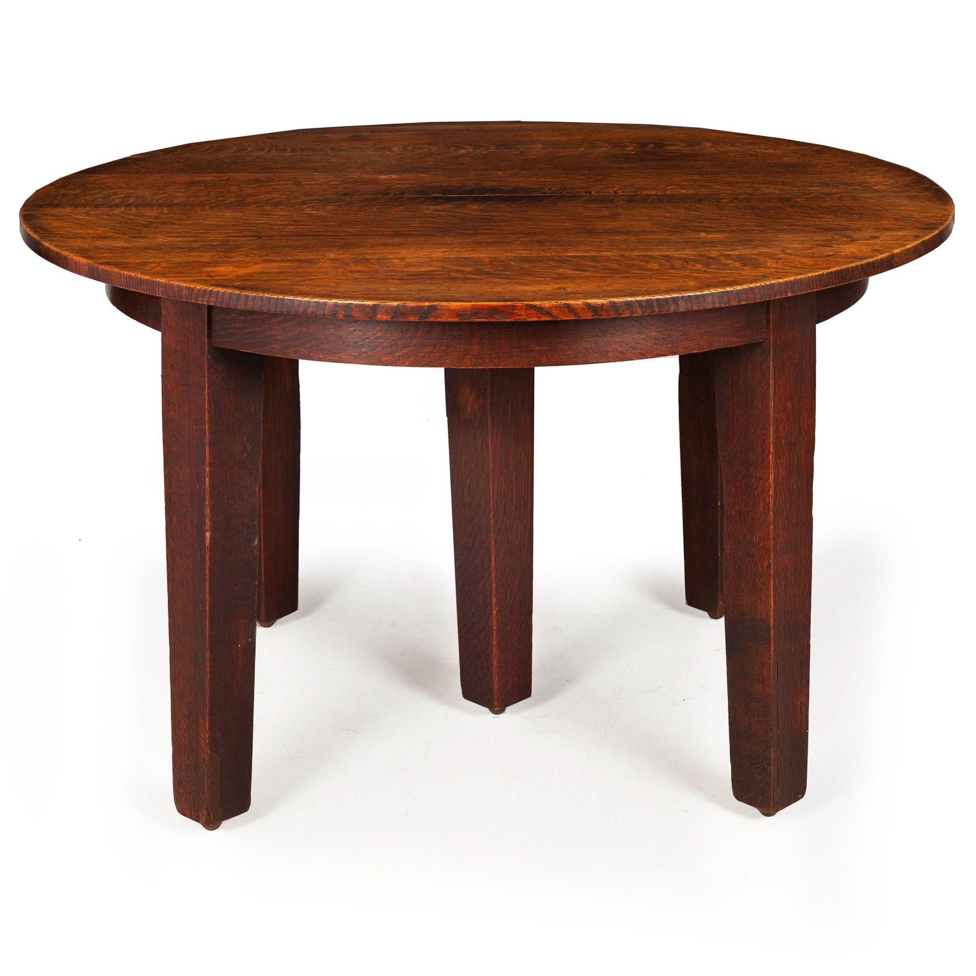 Arts and Crafts Gustav Stickley Arts & Crafts Table de salle à manger à rallonge en Oak no. 632 c. 1910 en vente