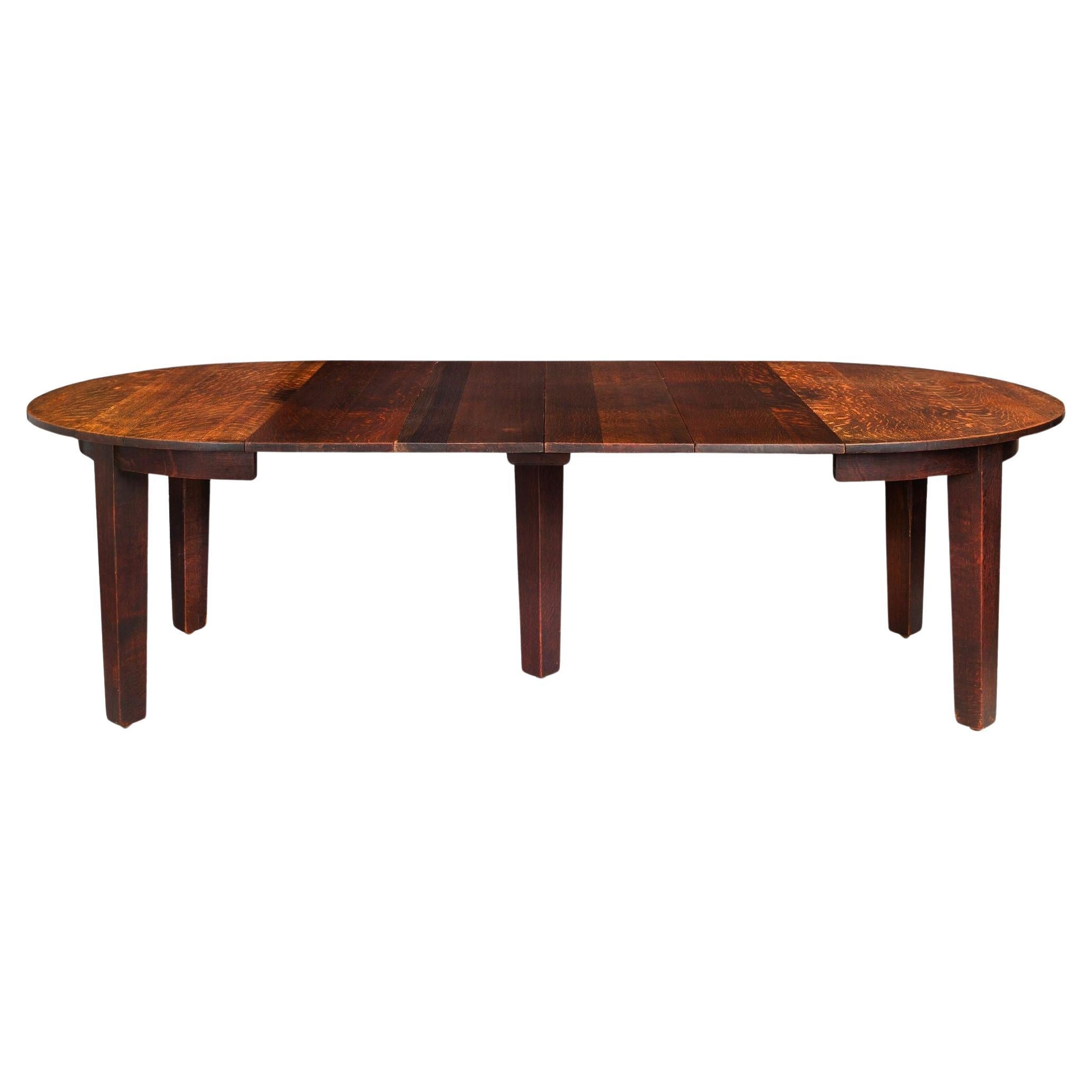 Gustav Stickley Arts & Crafts Table de salle à manger à rallonge en Oak no. 632 c. 1910