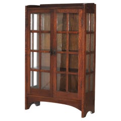 Gustav Stickley Arts & Crafts Mission Oak Double Door China Cabinet c1910