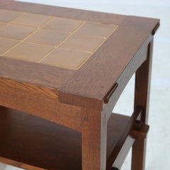 Gustav Stickley Arts & Crafts Oak Tile Top Table with Grueby School Tiles Signed