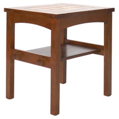 Gustav Stickley Arts & Crafts Oak Tile Top Table with Grueby School Tiles Signed