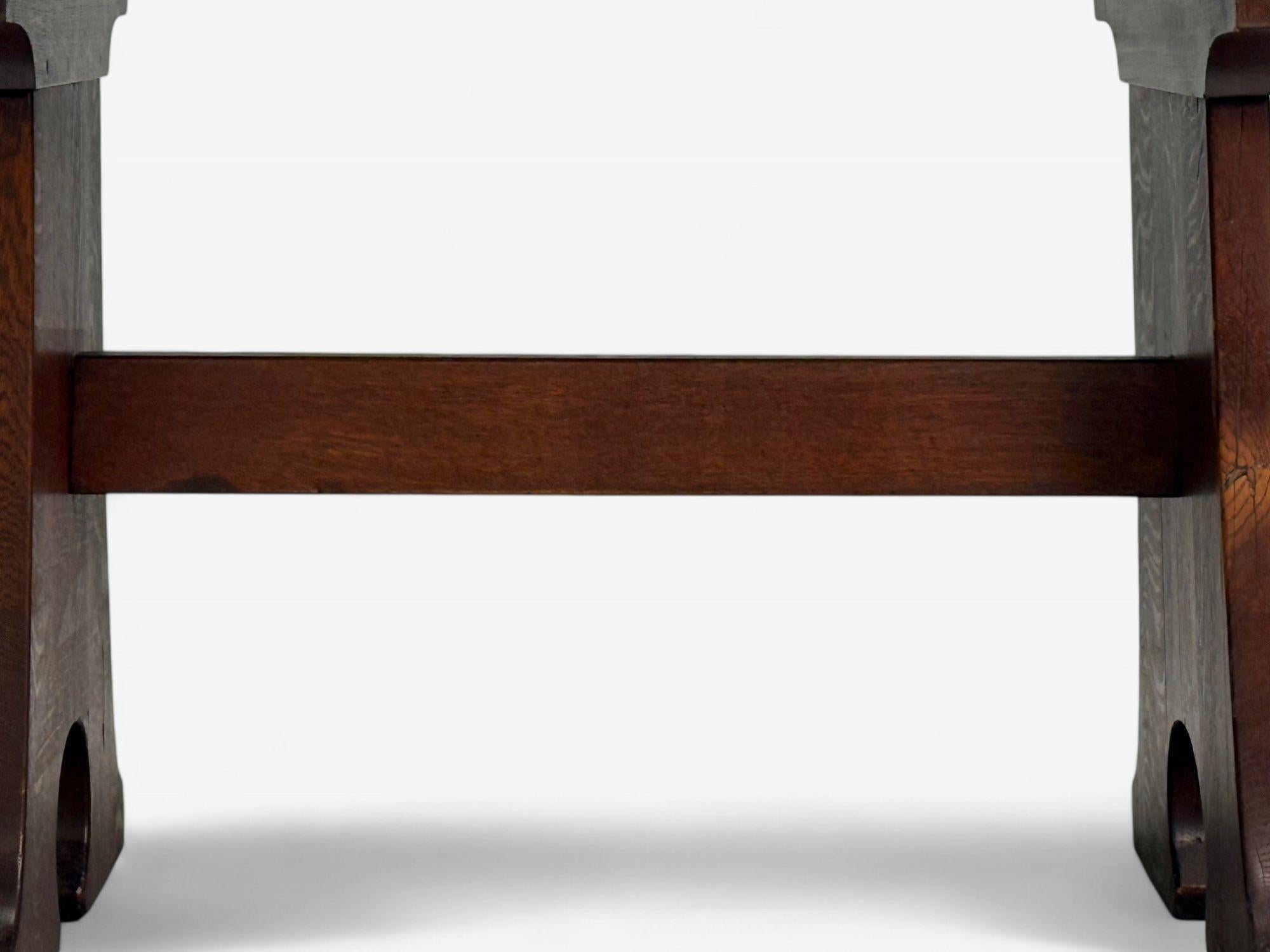 Gustav Stickley, Arts & Crafts, tavolo da biblioteca con base a cavalletto, Mission Oak, 1900 1