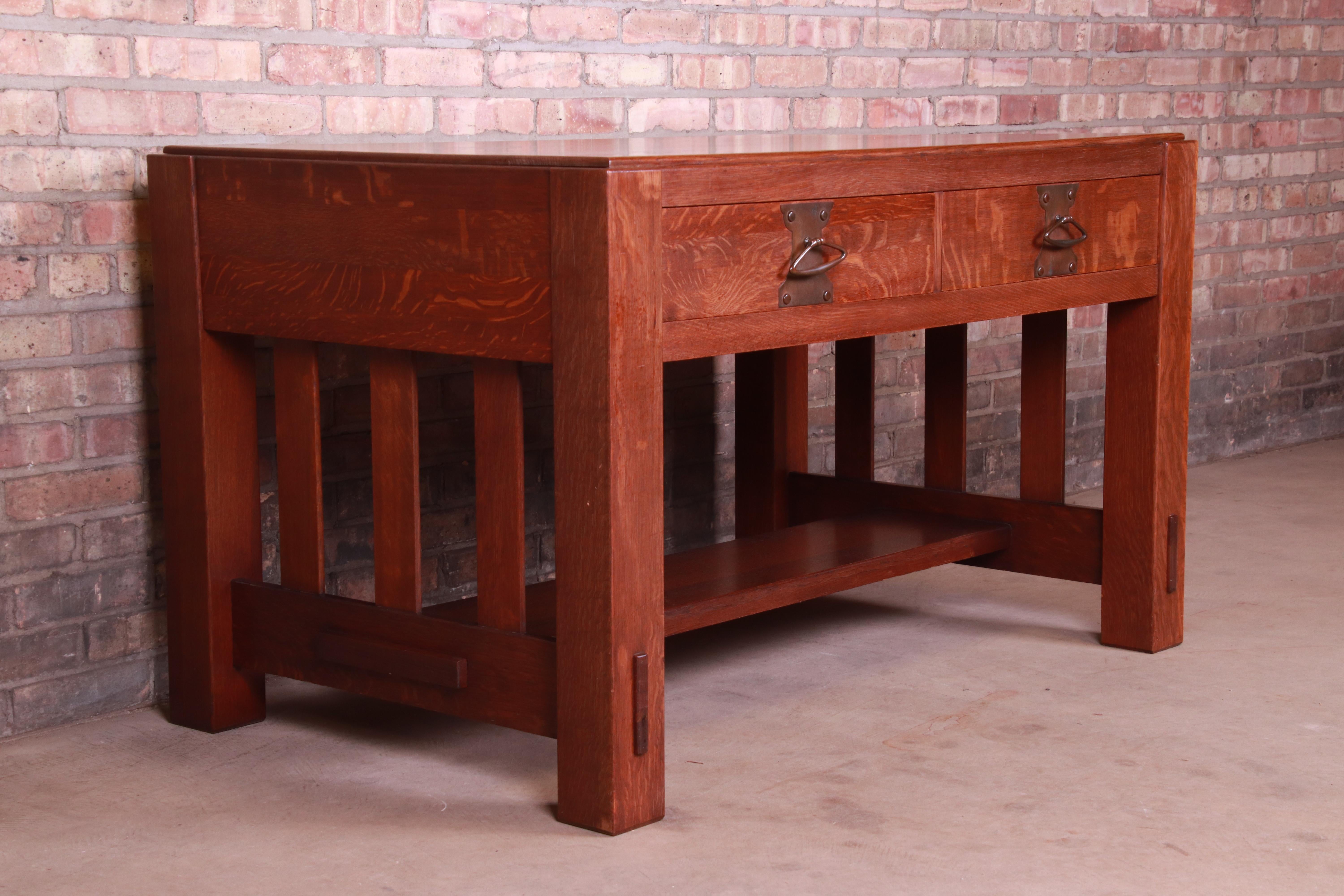 American Gustav Stickley Attributed Mission Oak Arts & Crafts Desk or Library Table