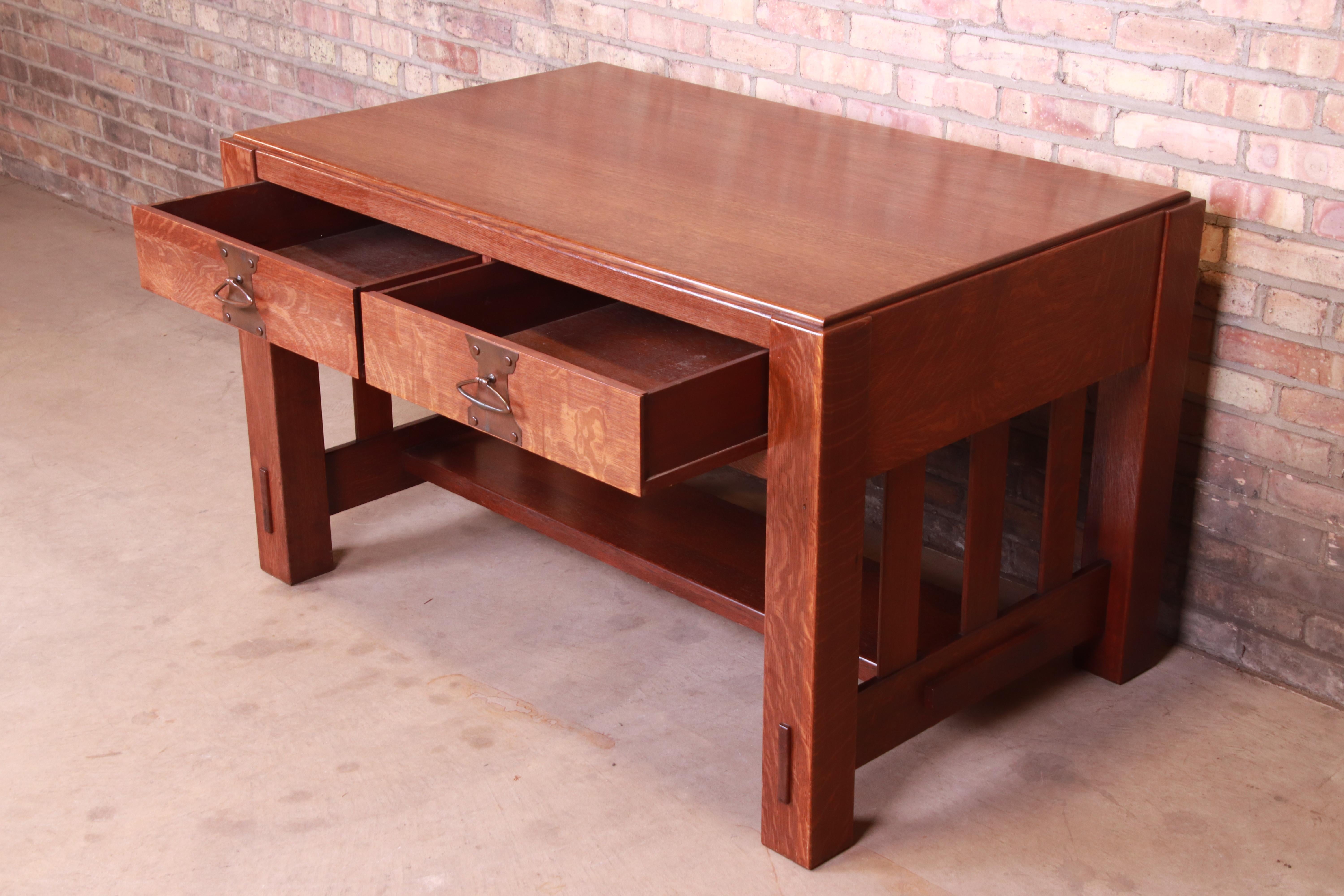 20th Century Gustav Stickley Attributed Mission Oak Arts & Crafts Desk or Library Table