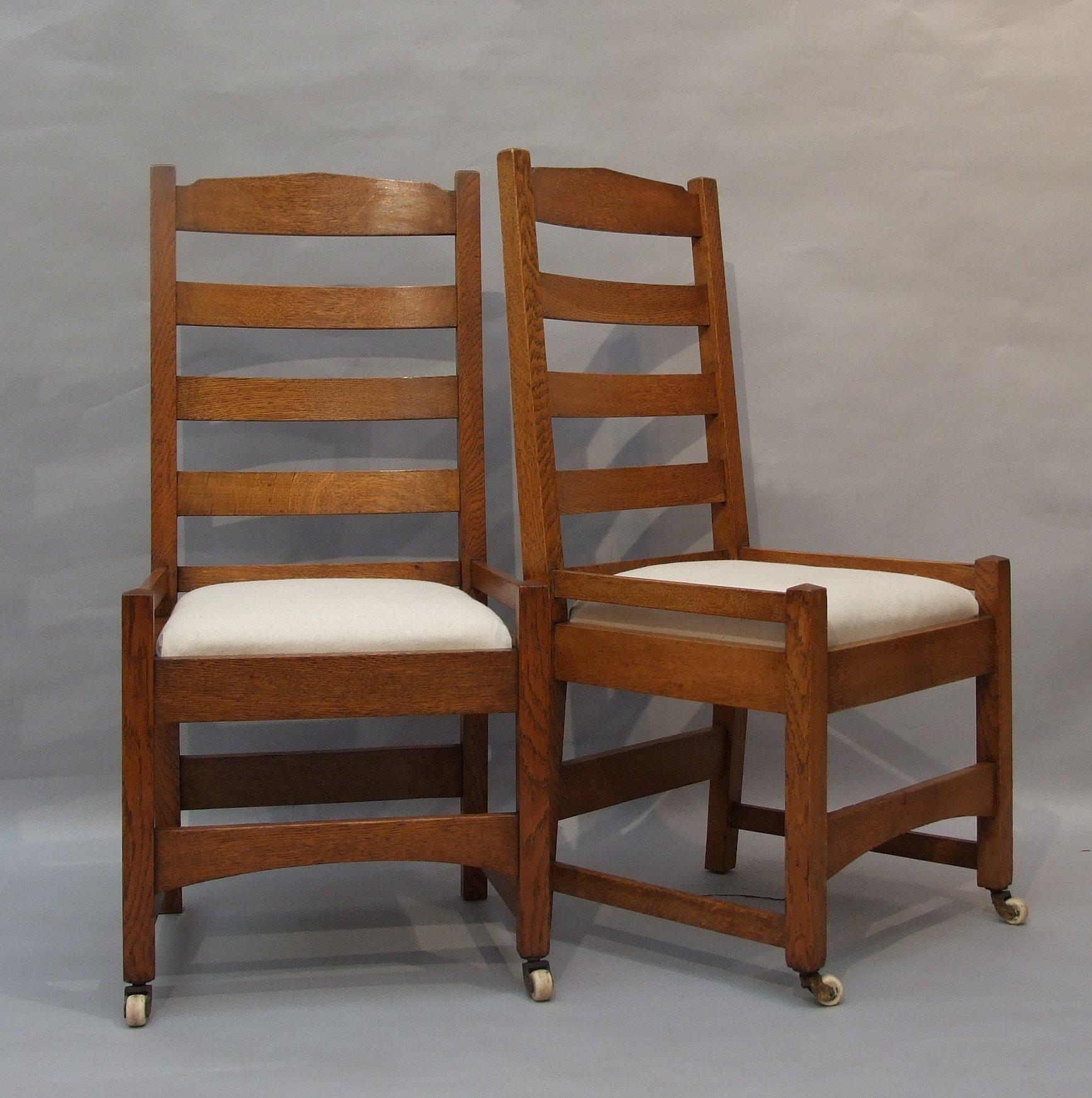 arts and crafts dining chairs oak