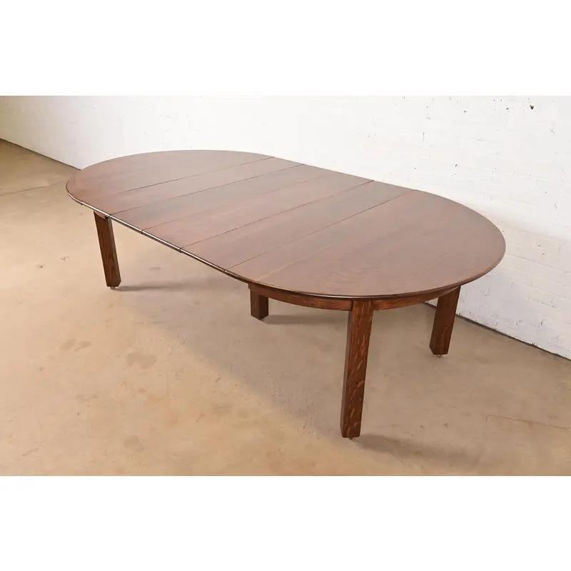 Table de salle à manger à rallonge Gustav Stickley Mission Arts & Crafts, nouvellement repeinte en vente 3