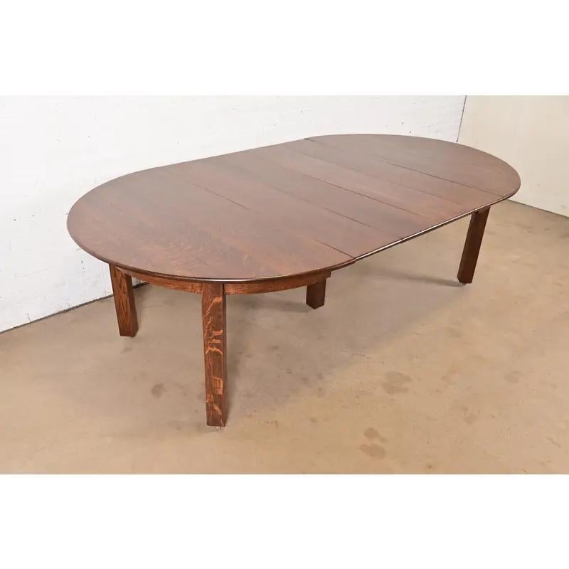 Table de salle à manger à rallonge Gustav Stickley Mission Arts & Crafts, nouvellement repeinte en vente 4