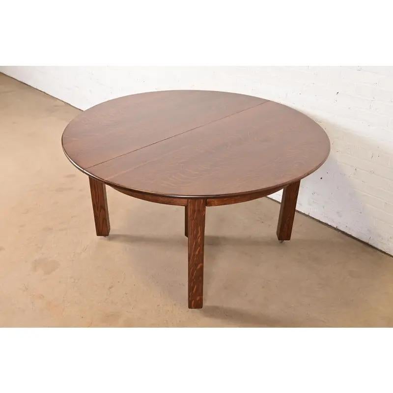 Américain Table de salle à manger à rallonge Gustav Stickley Mission Arts & Crafts, nouvellement repeinte en vente
