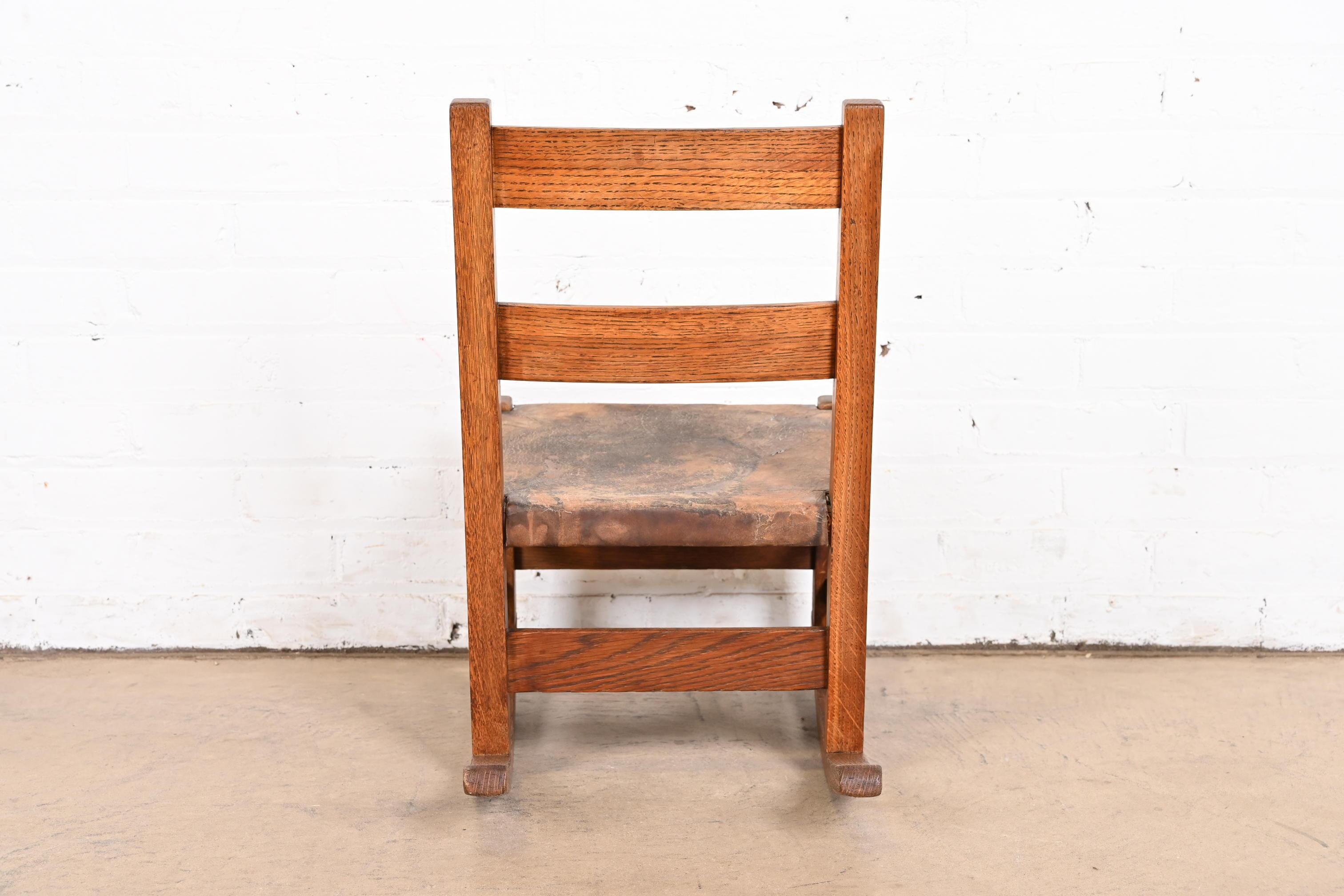 Gustav Stickley Mission Oak Arts & Crafts Child's Rocking Chair, Circa 1900 4