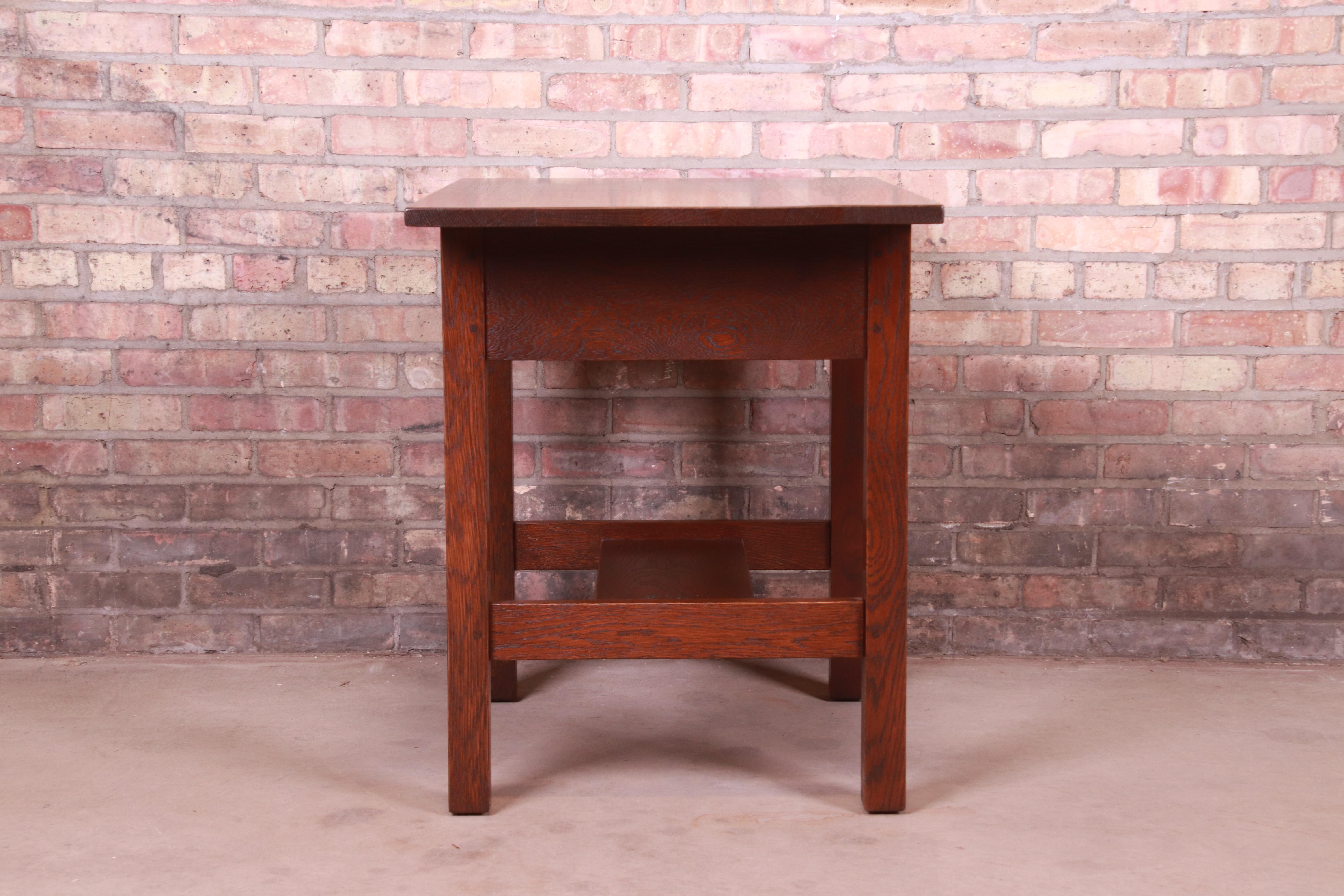 Gustav Stickley Mission Oak Arts & Crafts Desk or Library Table, Newly Restored 3