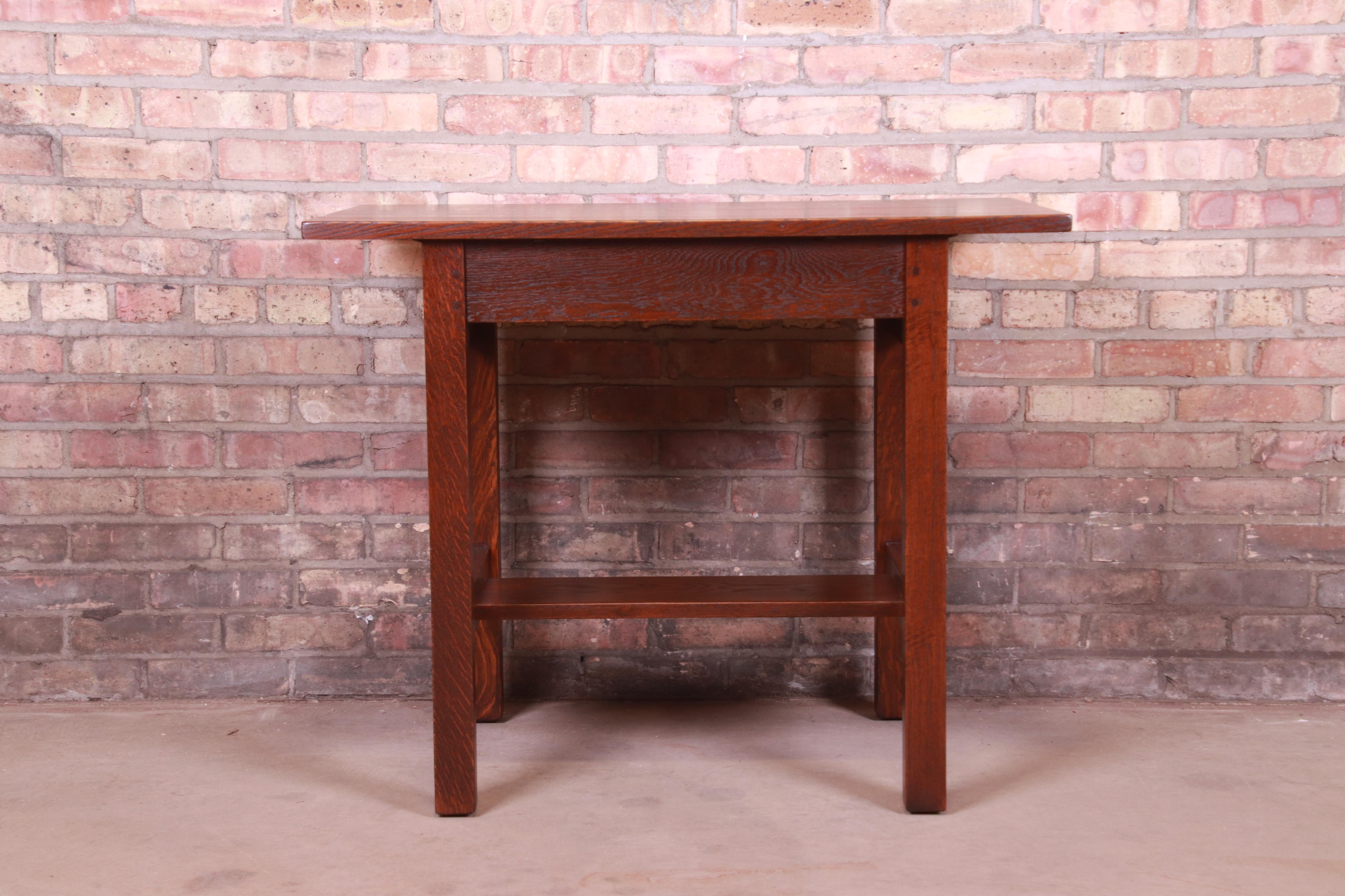Gustav Stickley Mission Oak Arts & Crafts Desk or Library Table, Newly Restored 4