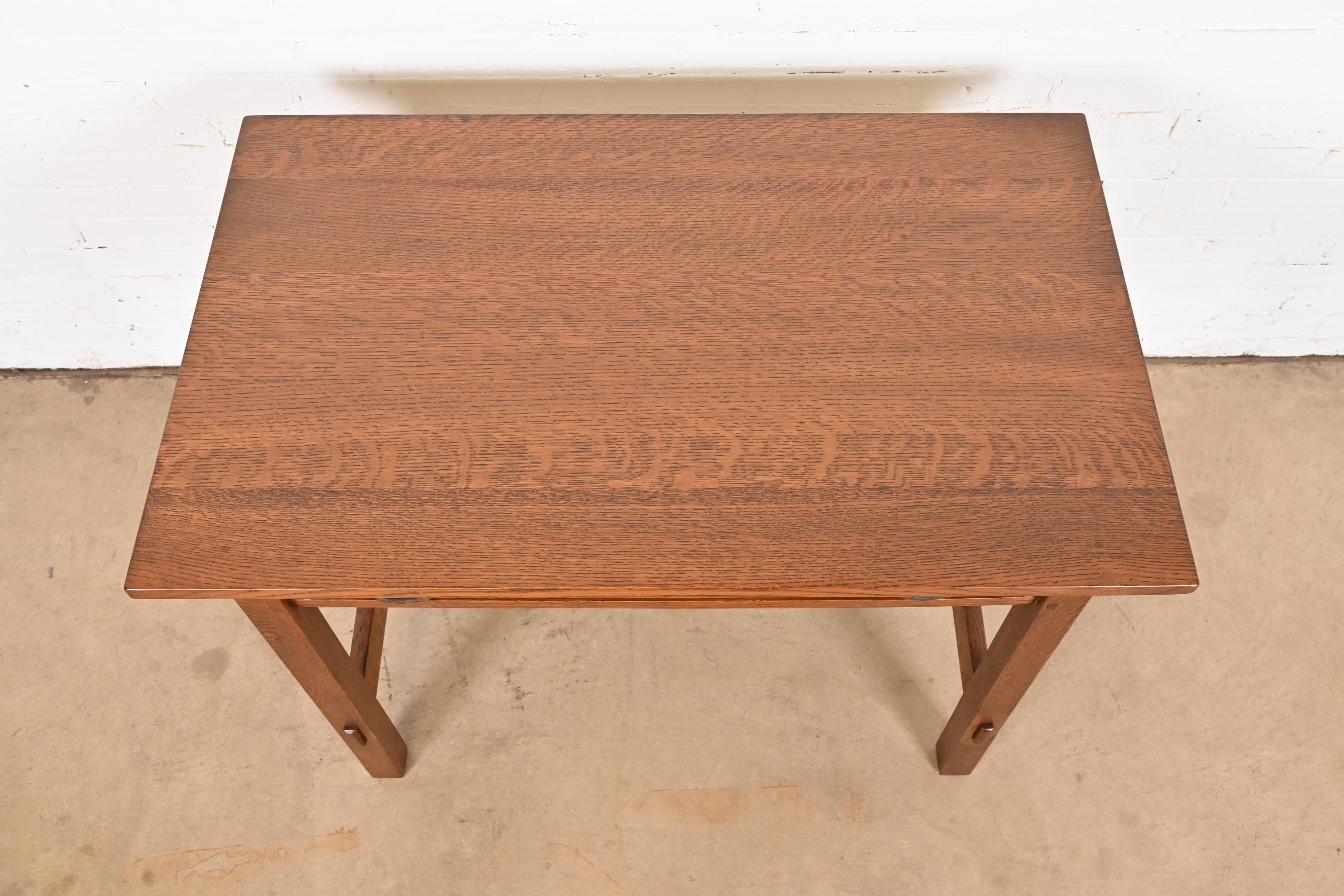 Gustav Stickley Mission Oak Arts & Crafts Desk or Library Table, Newly Restored For Sale 3