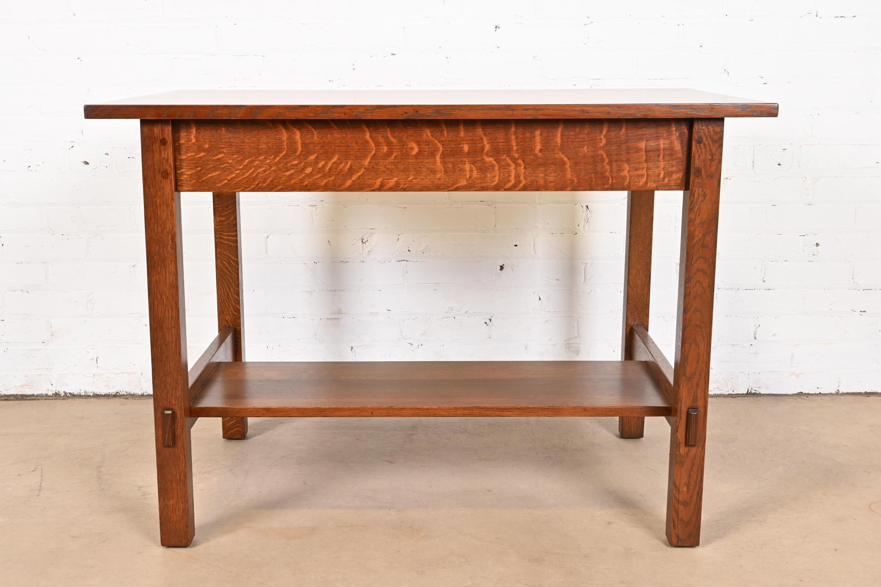 Gustav Stickley Mission Oak Arts & Crafts Desk or Library Table, Newly Restored For Sale 6