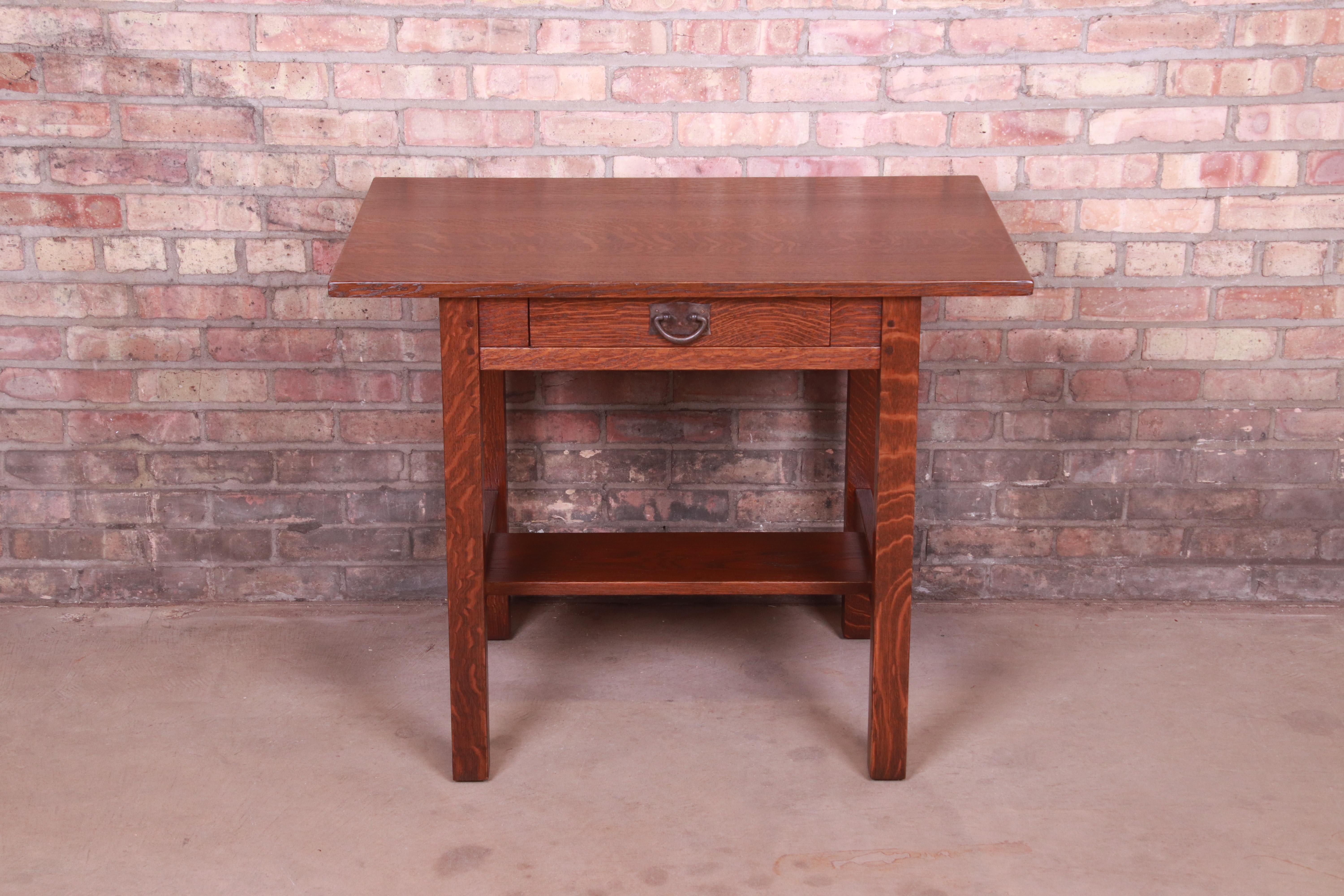 Arts and Crafts Gustav Stickley Mission Oak Arts & Crafts Desk or Library Table, Newly Restored