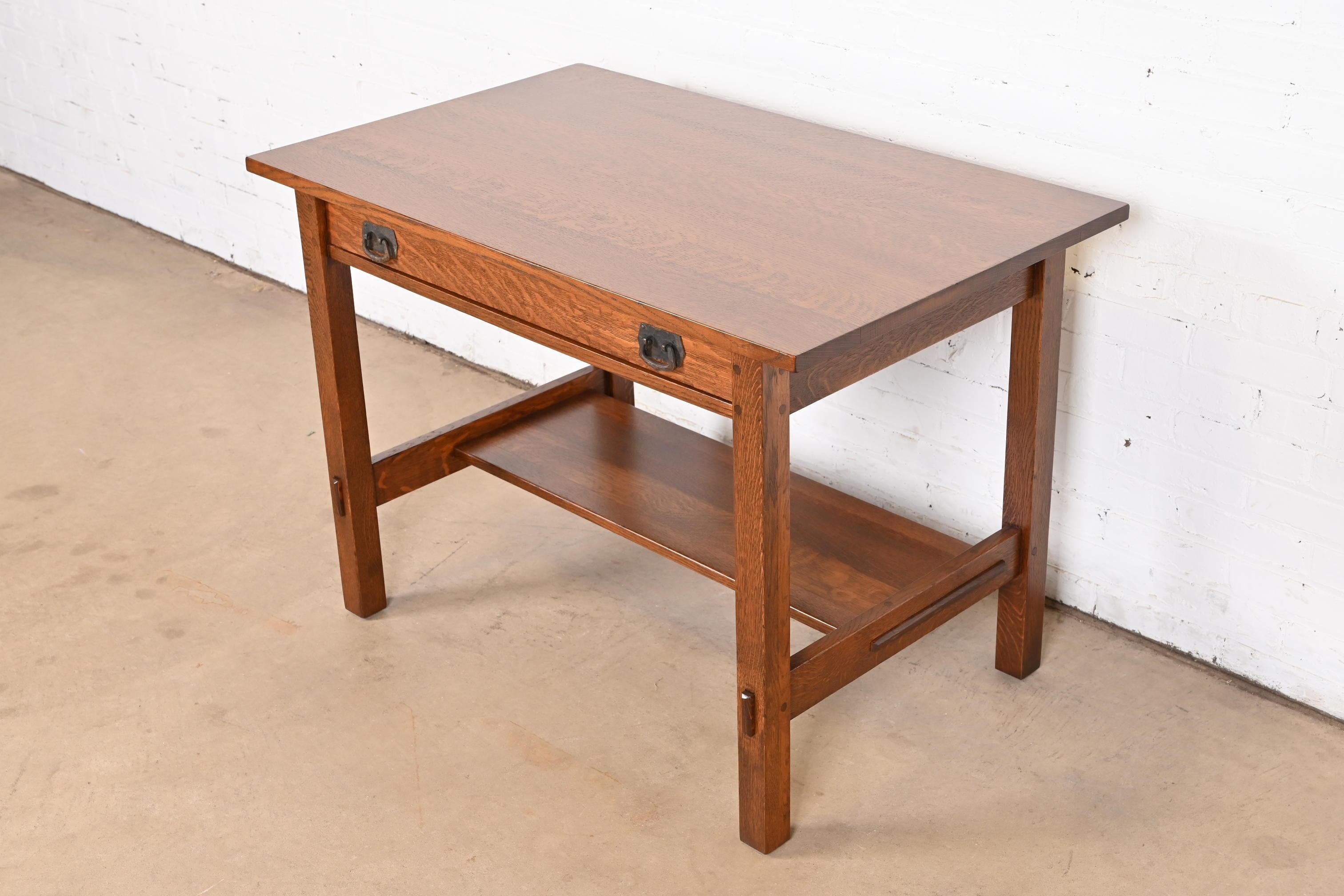 Arts and Crafts Gustav Stickley Mission Oak Arts & Crafts Desk or Library Table, Newly Restored For Sale