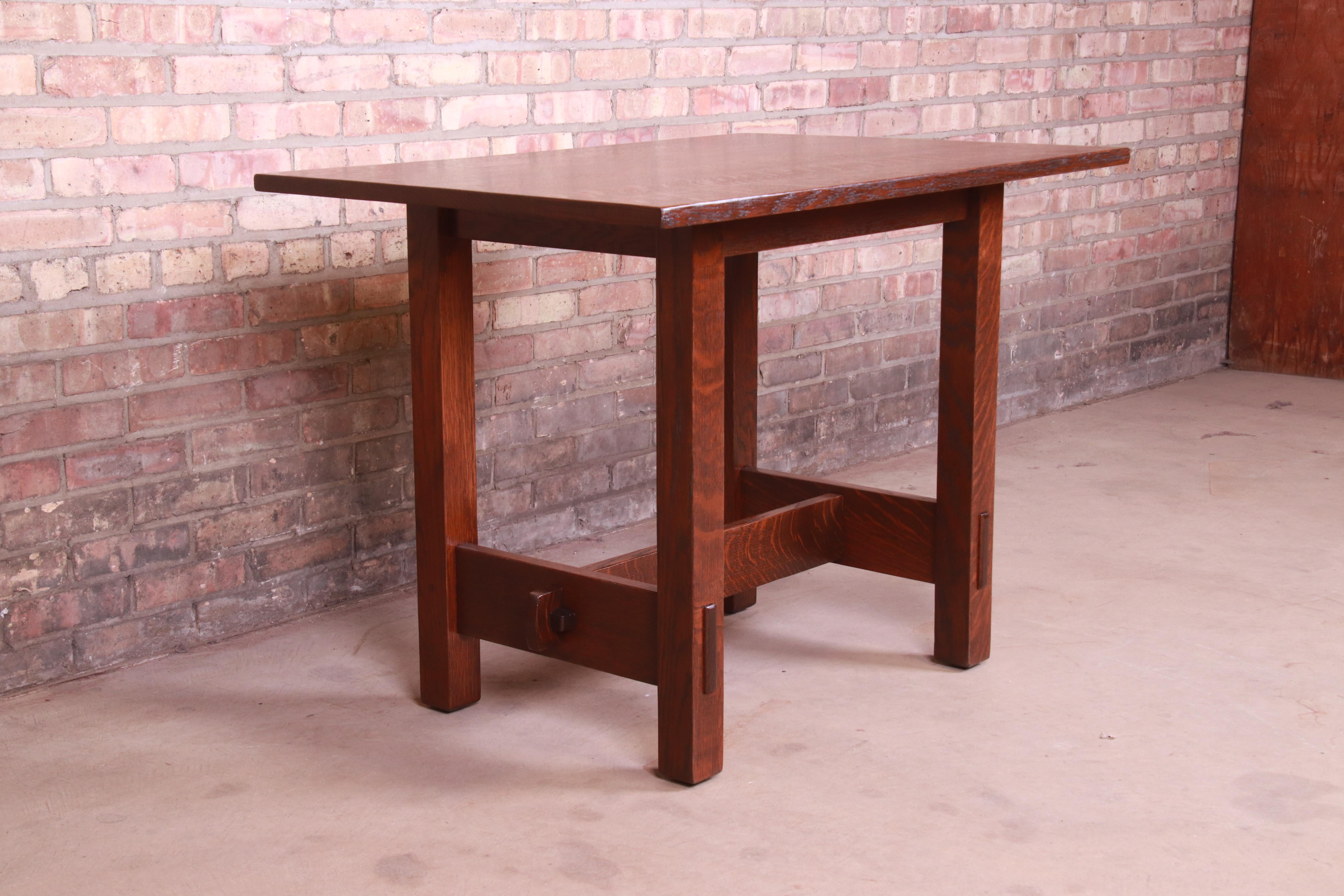 Arts and Crafts Gustav Stickley Mission Oak Arts & Crafts Desk or Library Table, Newly Restored