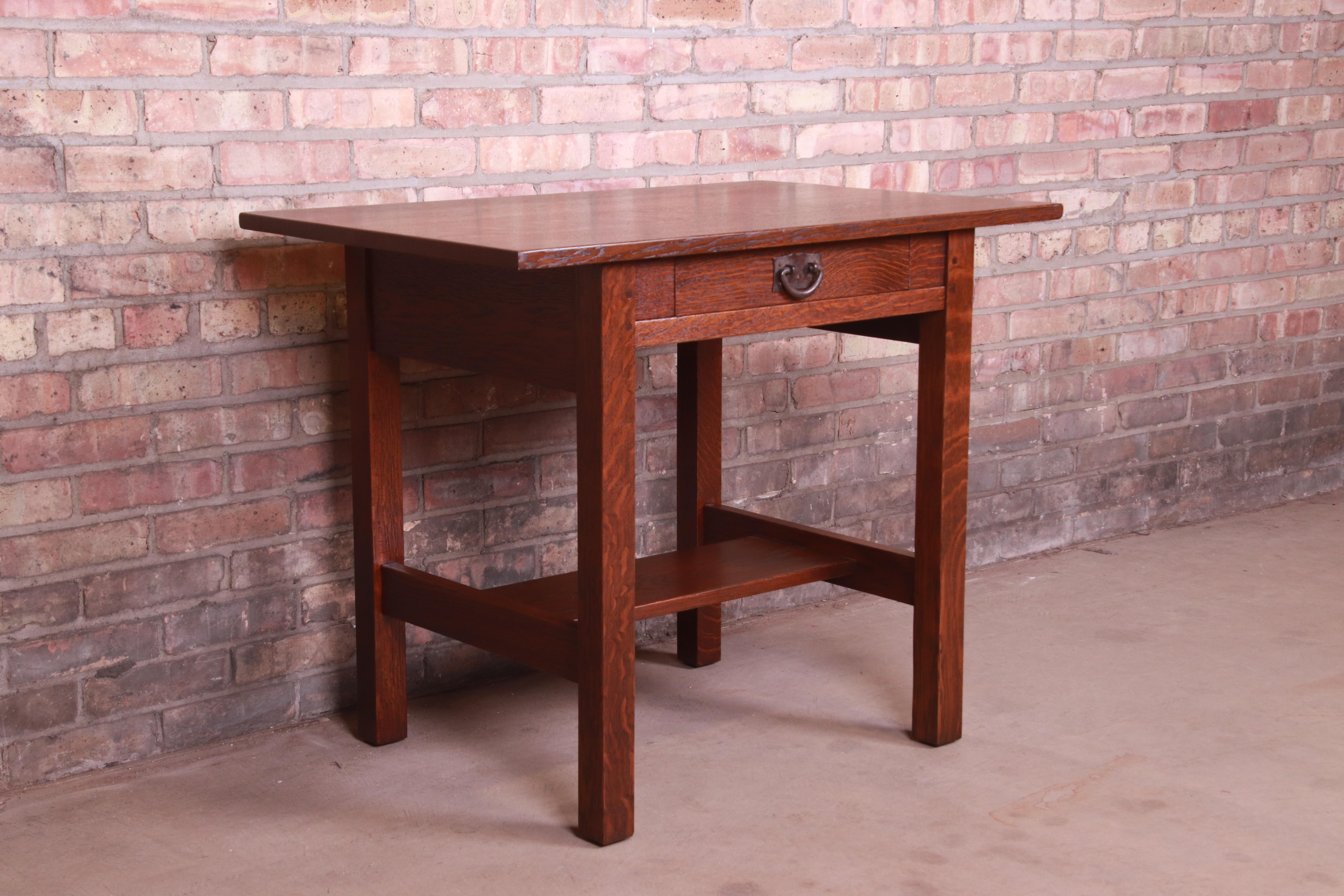 Gustav Stickley Mission Oak Arts & Crafts Desk or Library Table, Newly Restored In Good Condition In South Bend, IN
