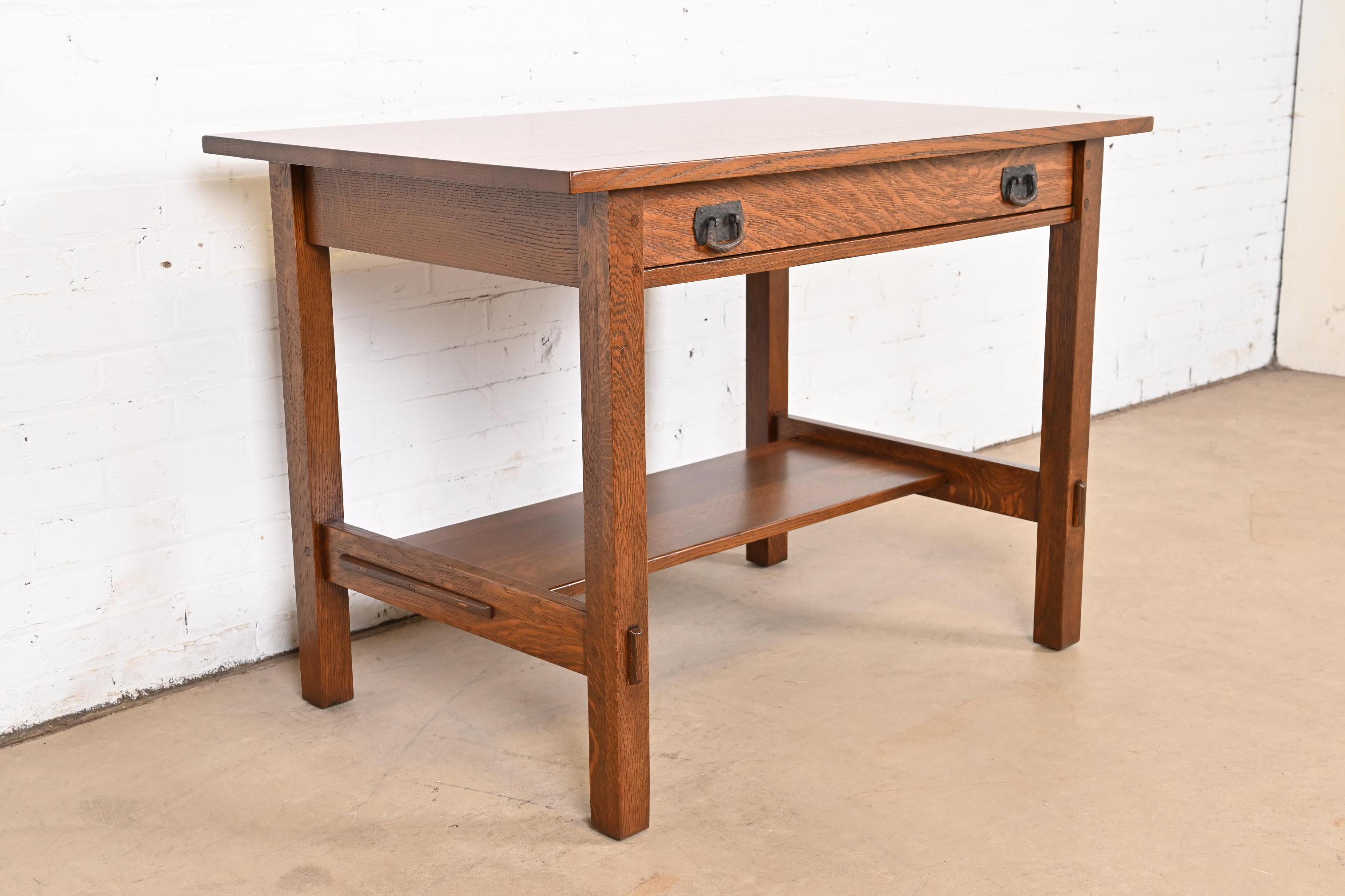 American Gustav Stickley Mission Oak Arts & Crafts Desk or Library Table, Newly Restored For Sale