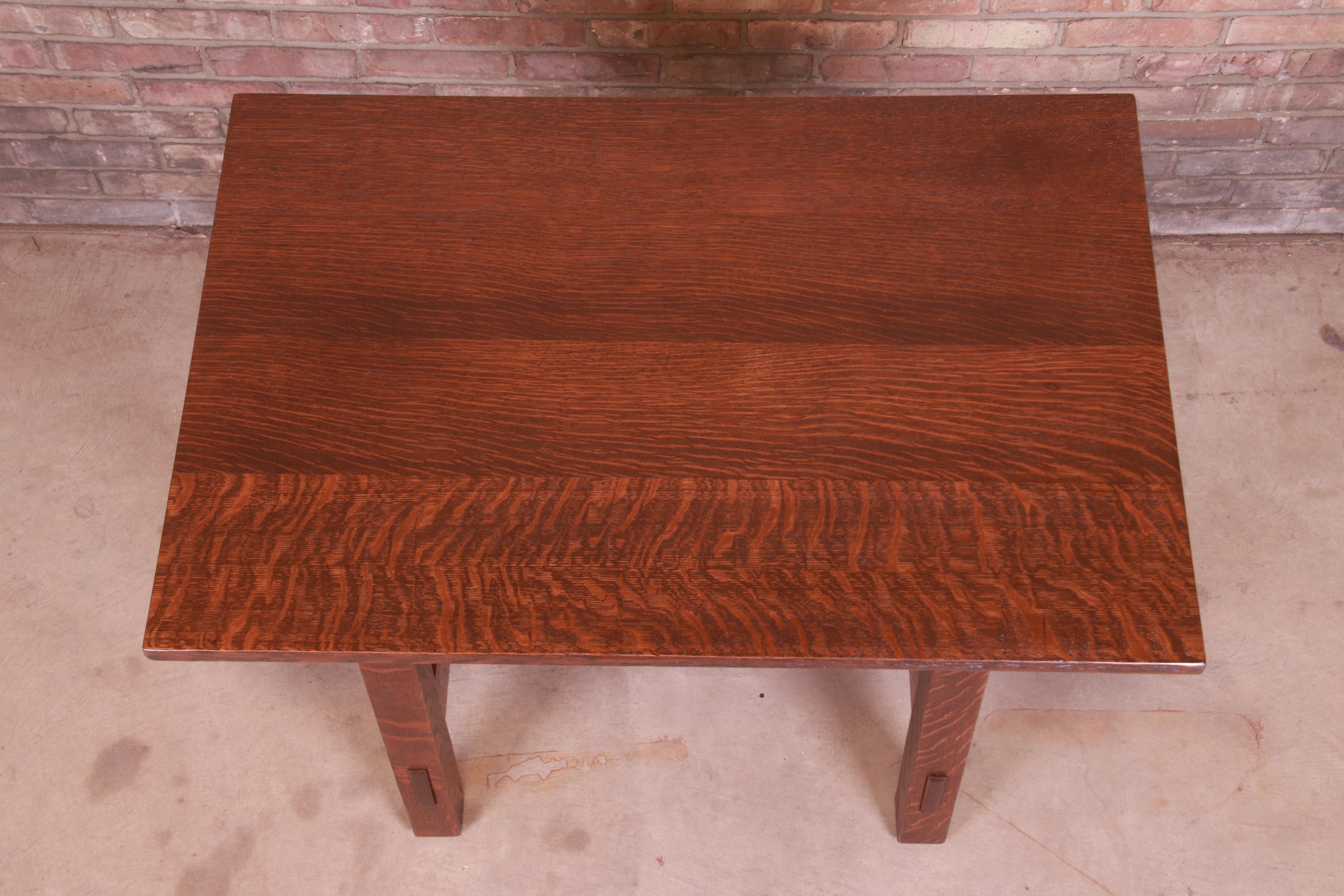 American Gustav Stickley Mission Oak Arts & Crafts Desk or Library Table, Newly Restored