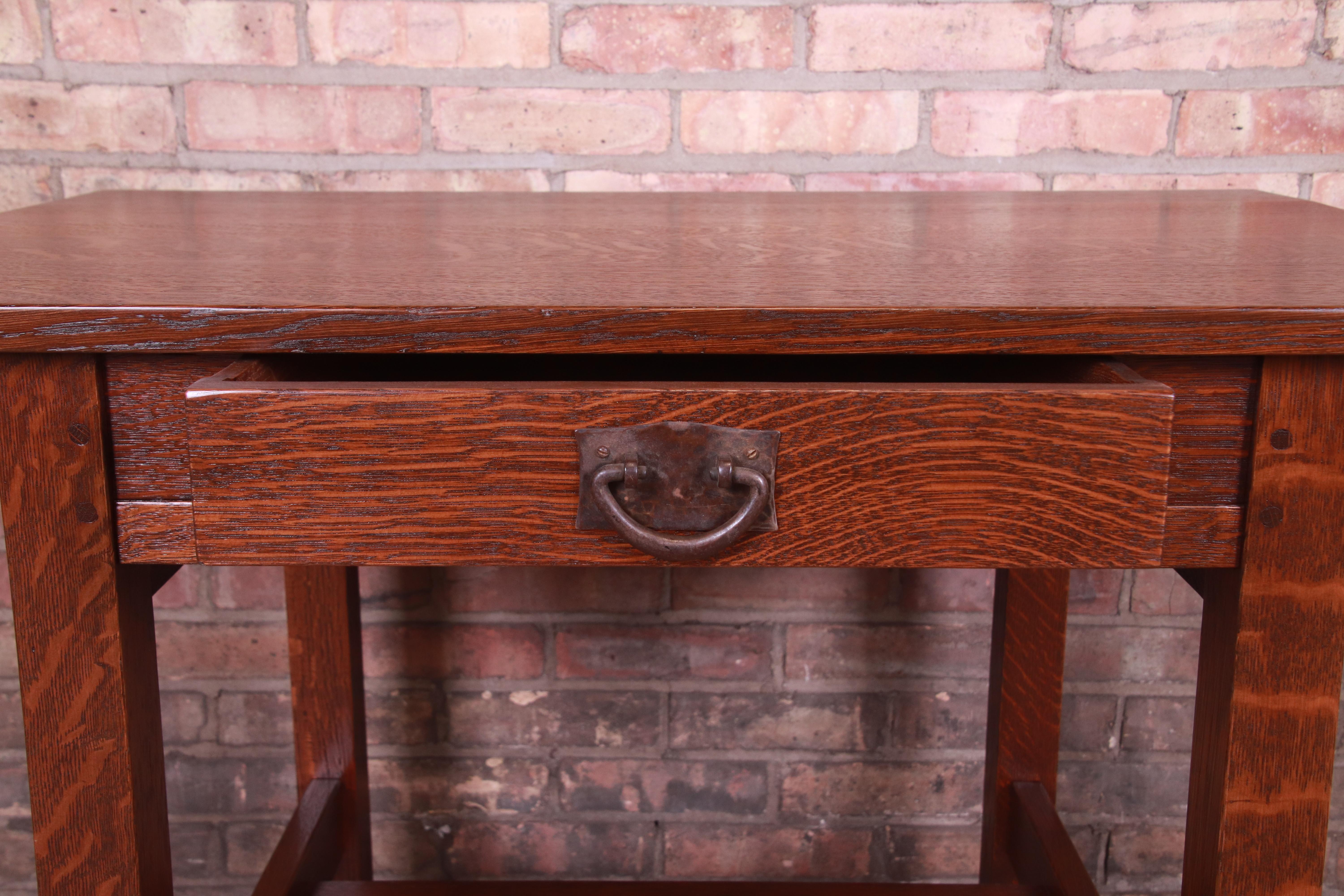 Gustav Stickley Mission Oak Arts & Crafts Desk or Library Table, Newly Restored 1