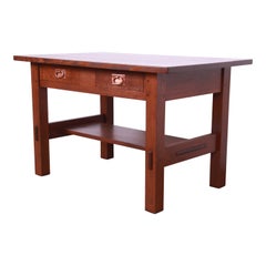 Gustav Stickley Mission Oak Arts & Crafts Desk or Library Table, Newly Restored